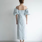 jacquard puff sleeve one-piece