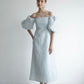 jacquard puff sleeve one-piece