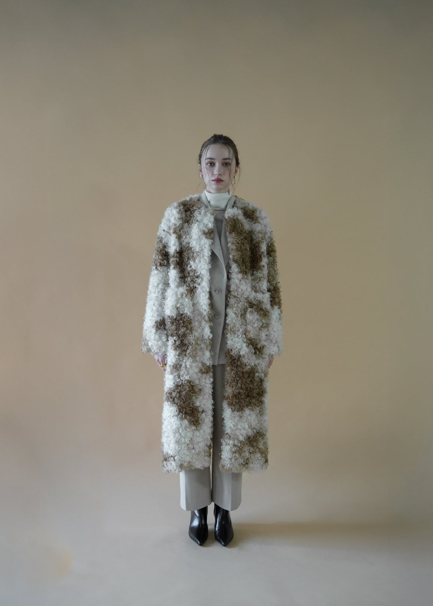 curly mix fur coat