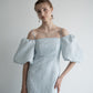 jacquard puff sleeve one-piece