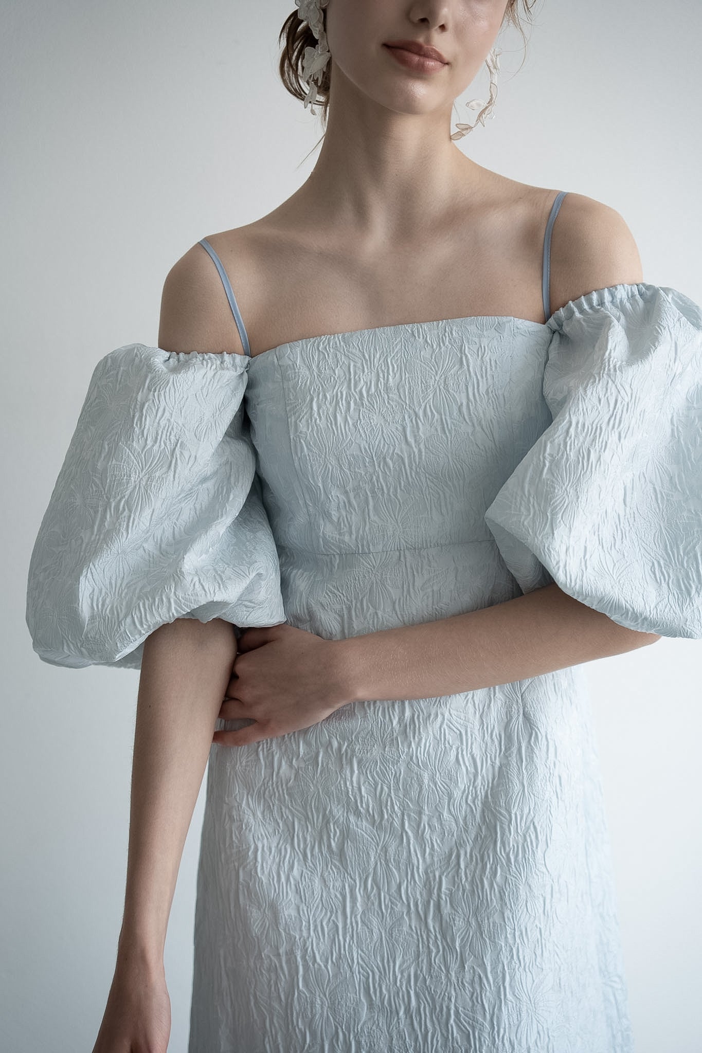jacquard puff sleeve one-piece – Acka online store