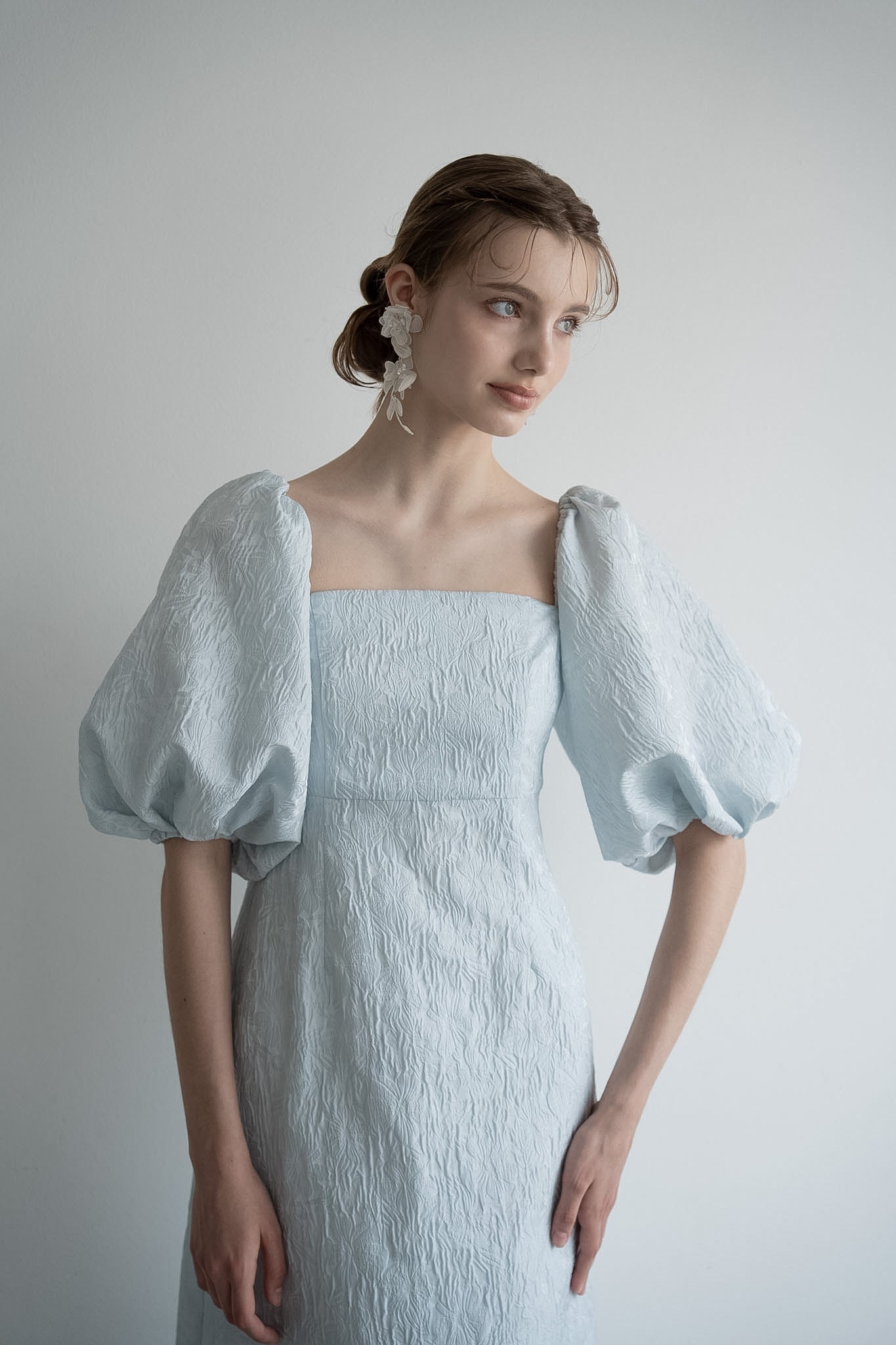 jacquard puff sleeve one-piece – Acka online store