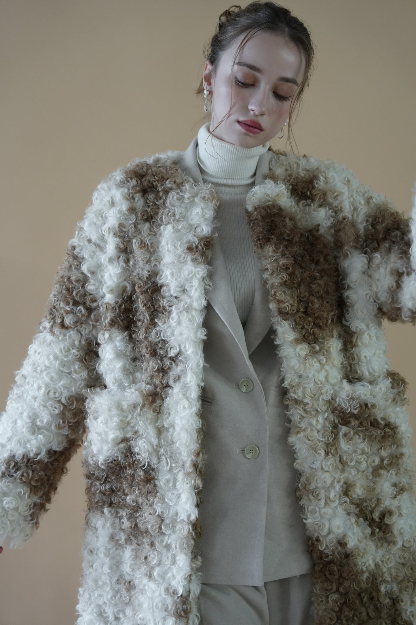 curly mix fur coat