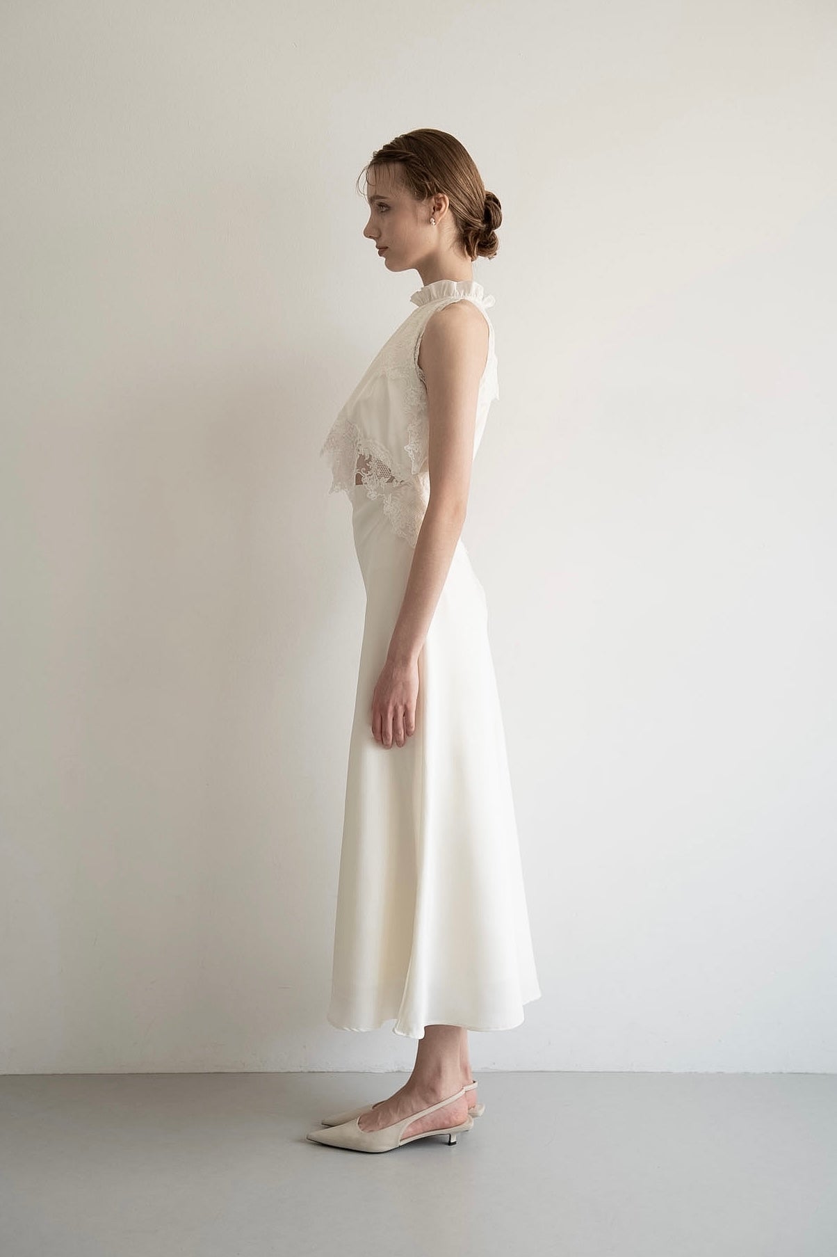 satin lace layer dress