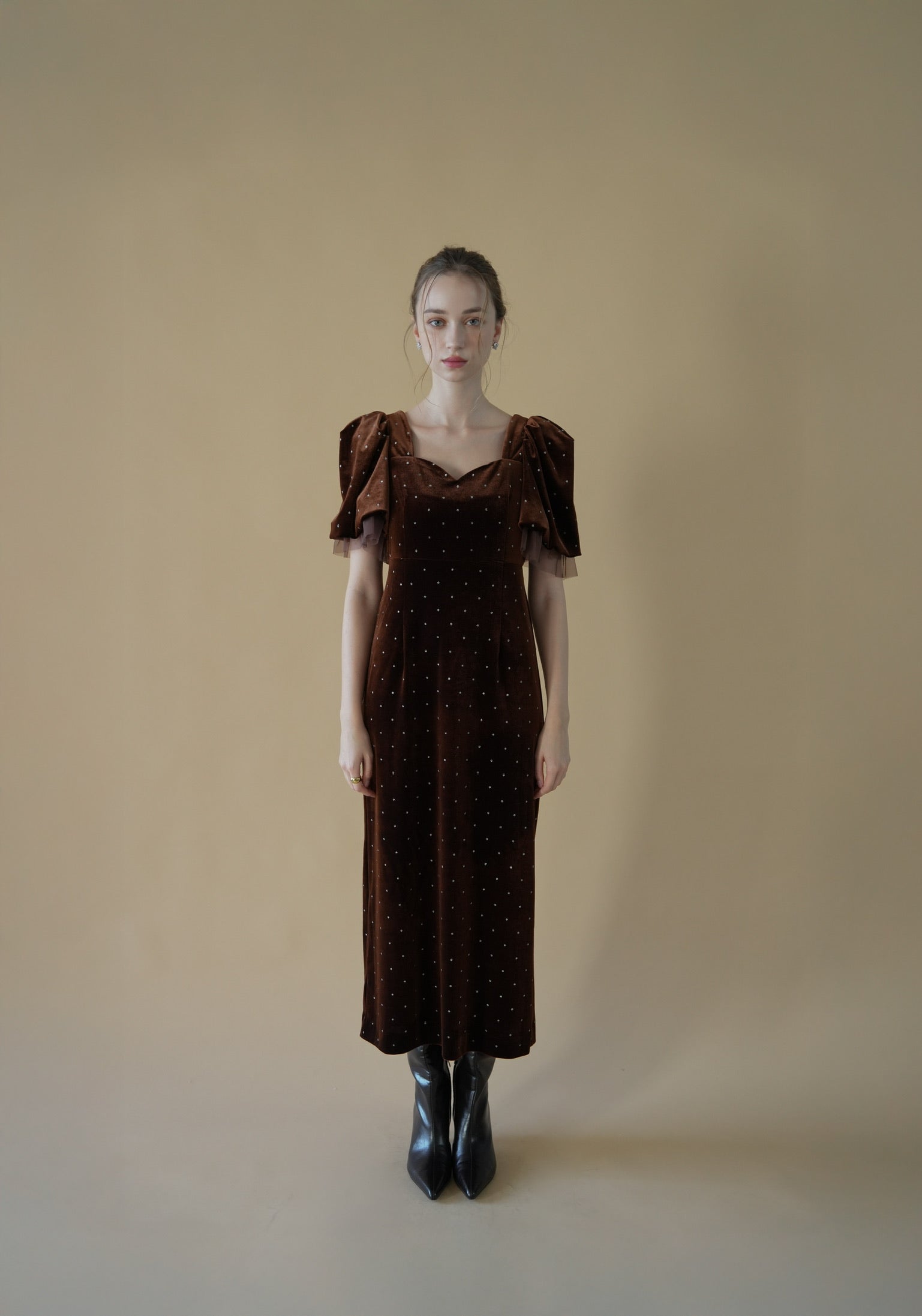 ワンピース Acka bijou dot velours dress bijou dot velours dress – Acka online store