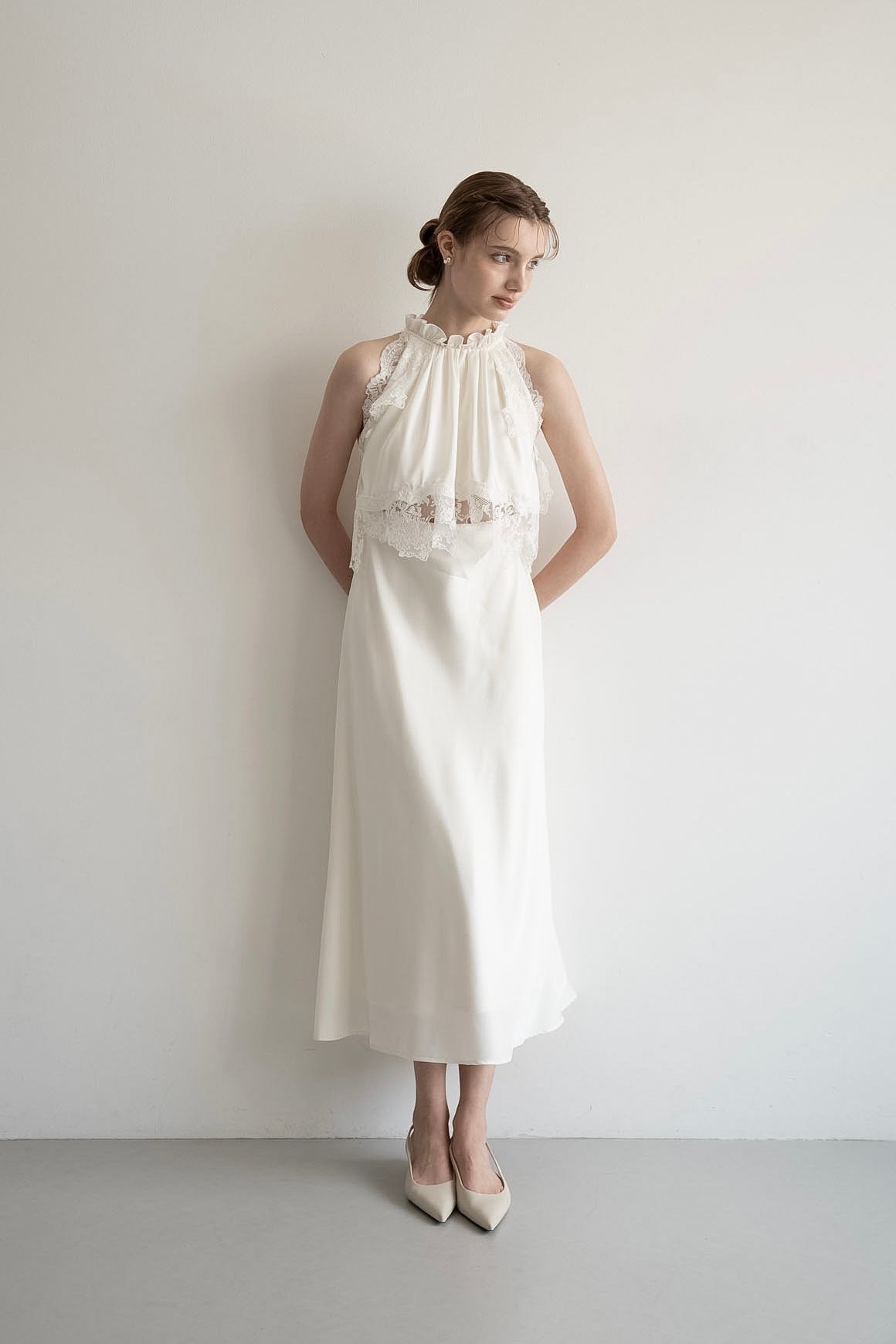 satin lace layer dress