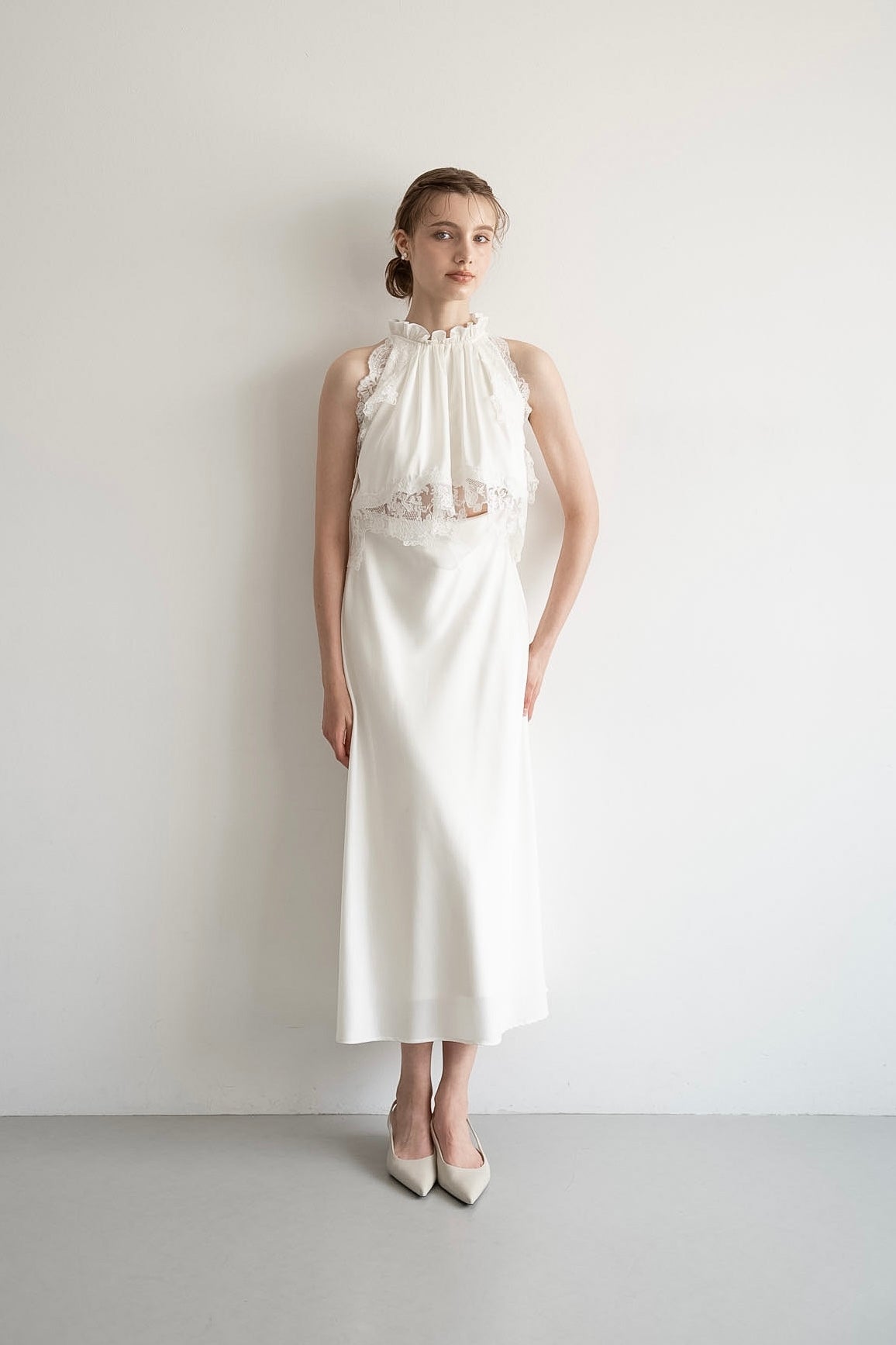 satin lace layer dress – Acka online store