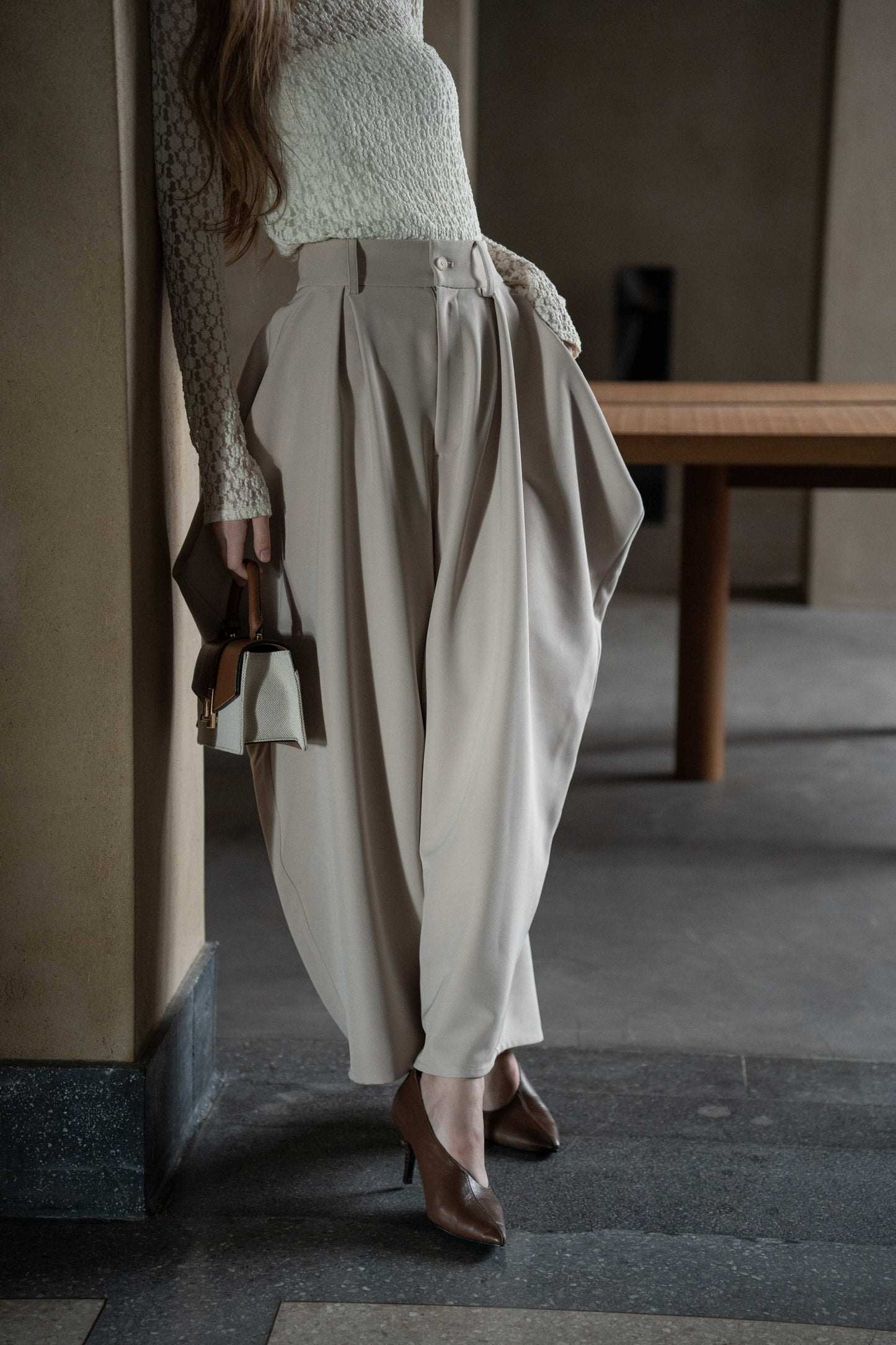 cocoon tuck pants