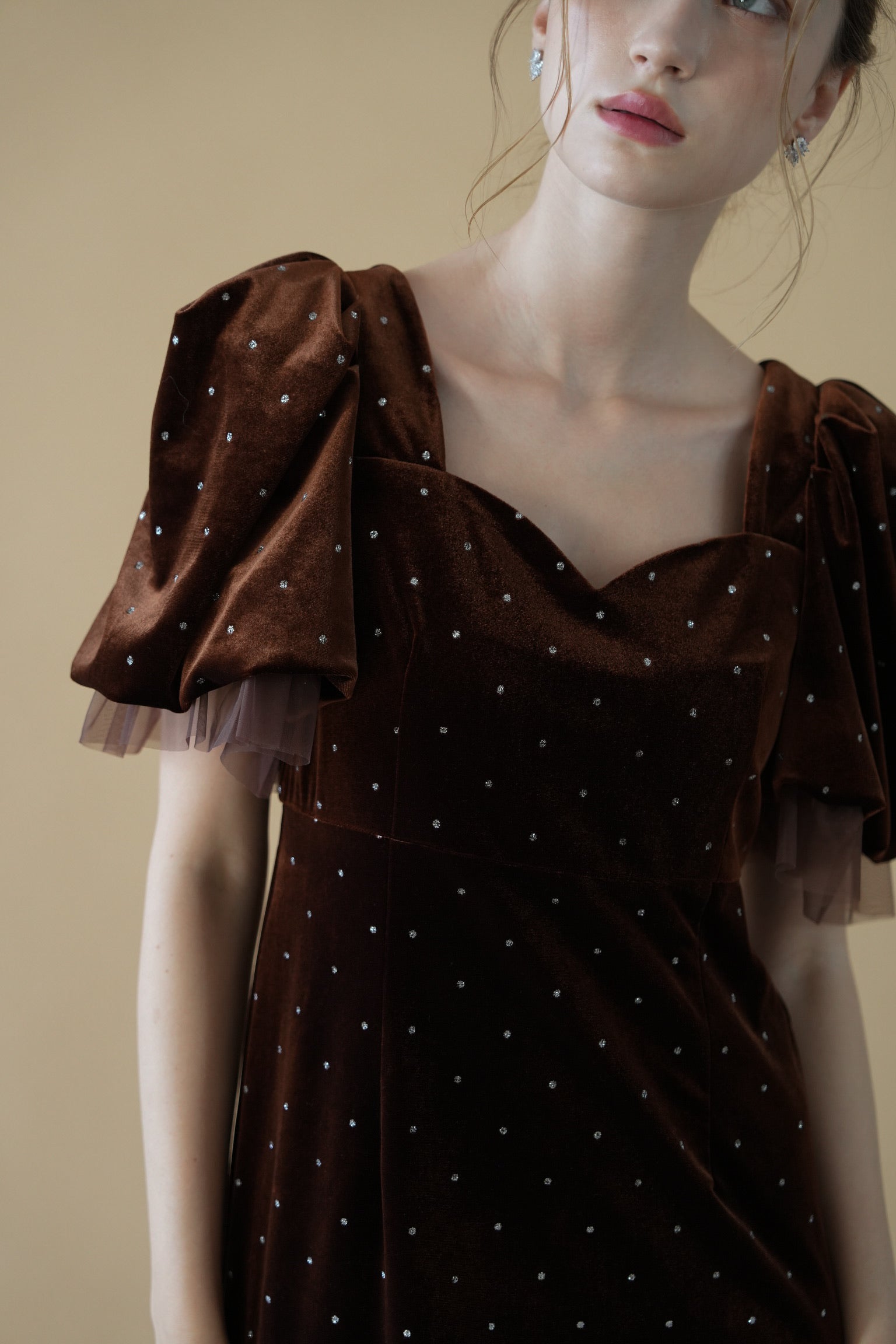 ワンピース ACKA bijou dot velours dress bijou dot velours dress – Acka online store