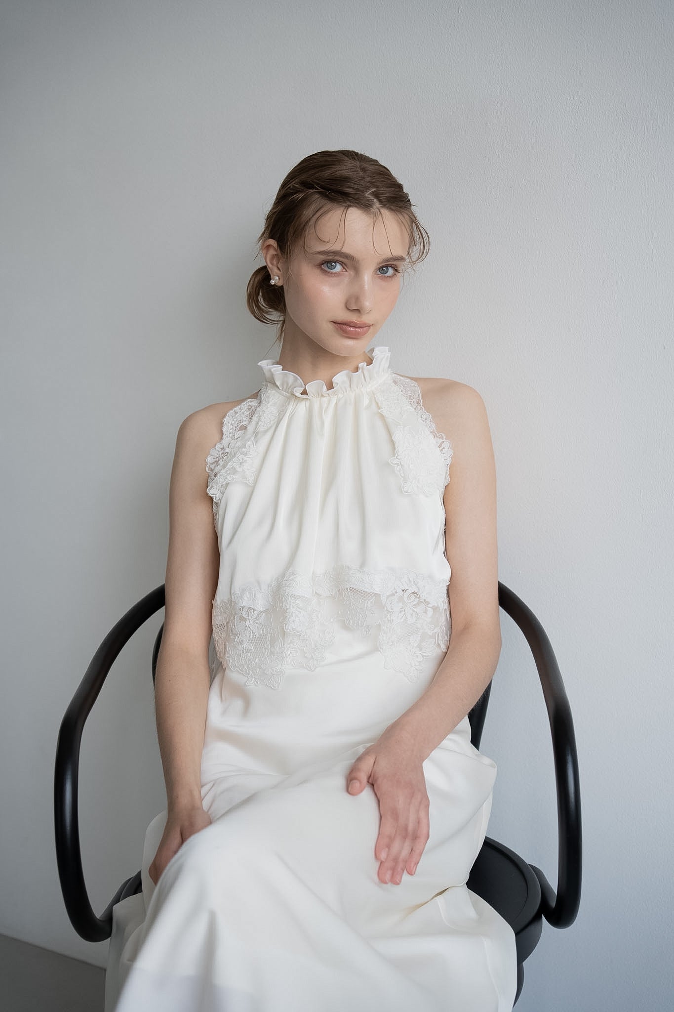 satin lace layer dress