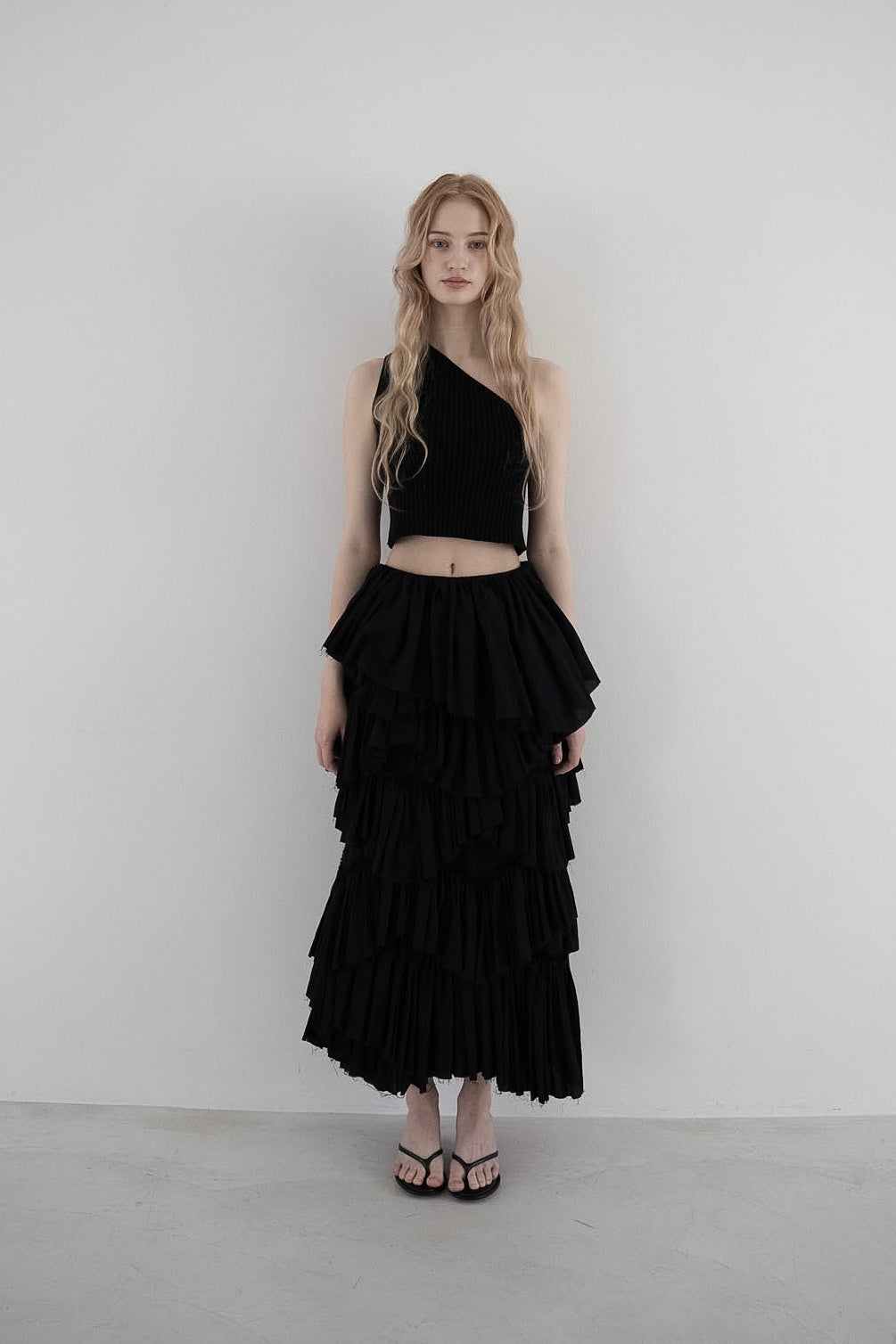 one shoulder rib knit