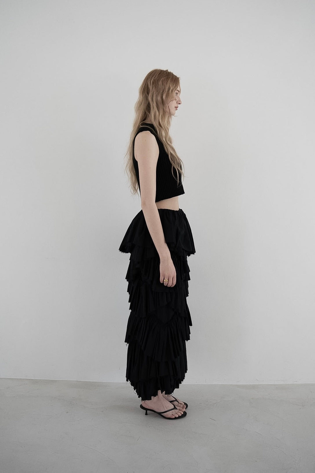 one shoulder rib knit