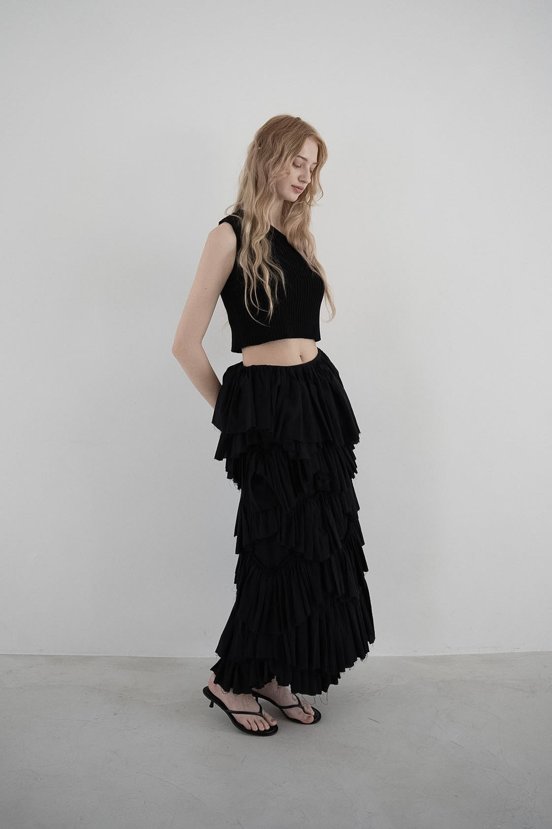 one shoulder rib knit
