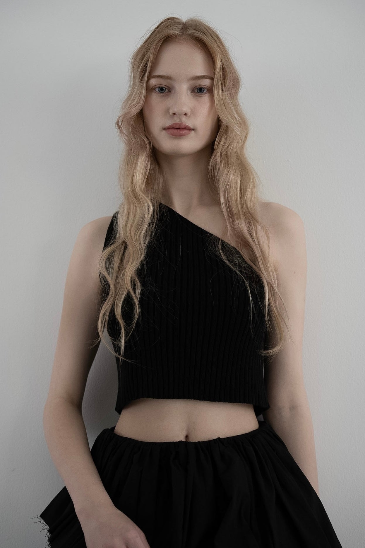 one shoulder rib knit