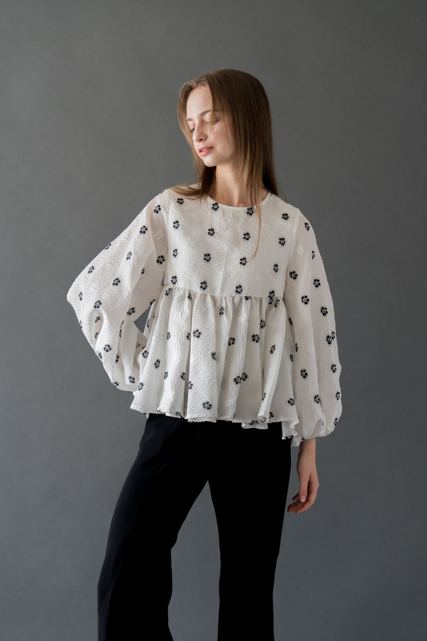 flower jacquard blouse