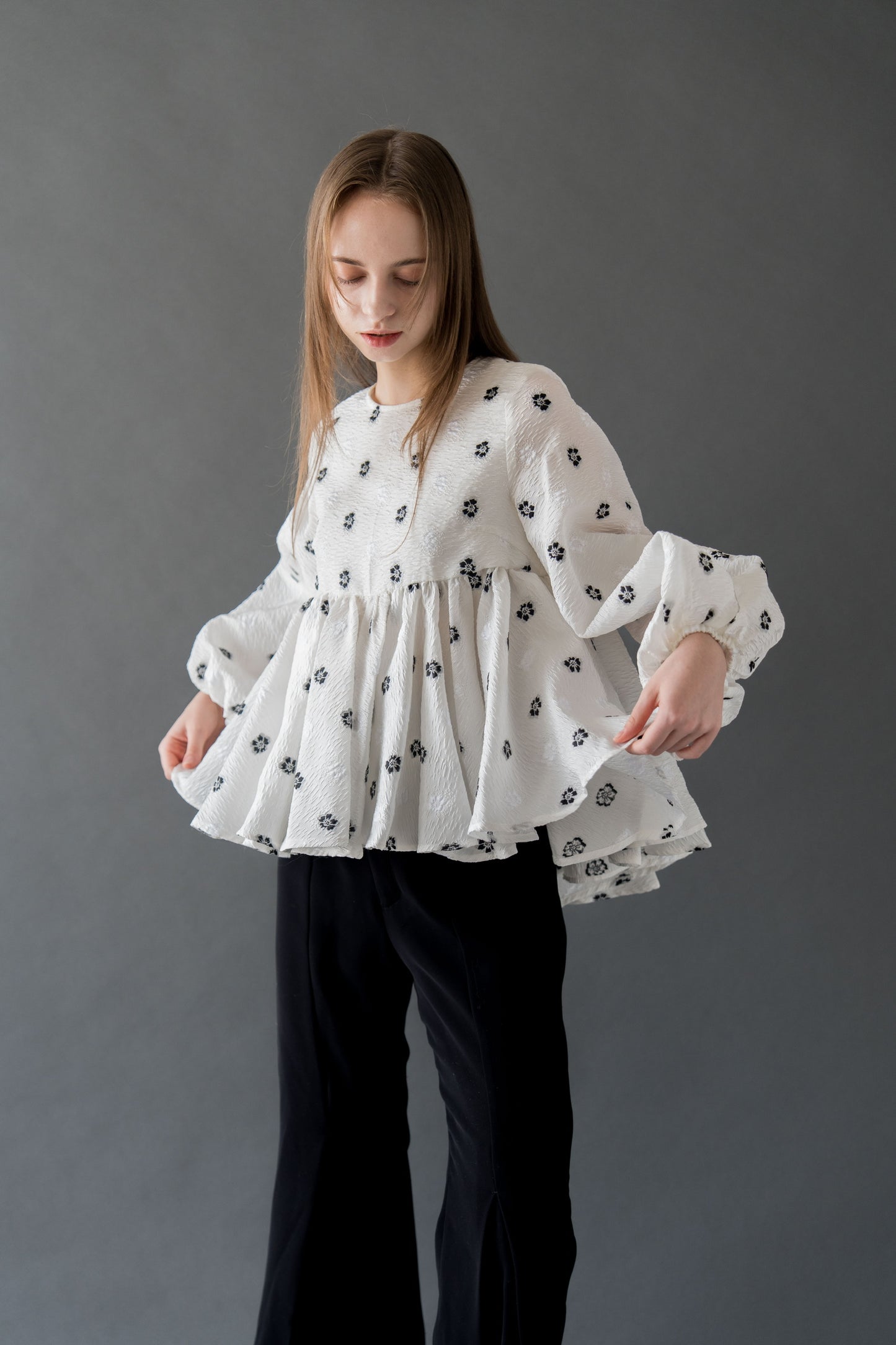 flower jacquard blouse