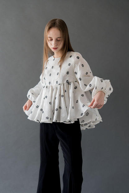 flower jacquard blouse