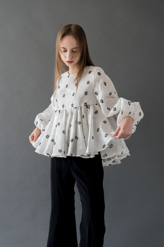 flower jacquard blouse