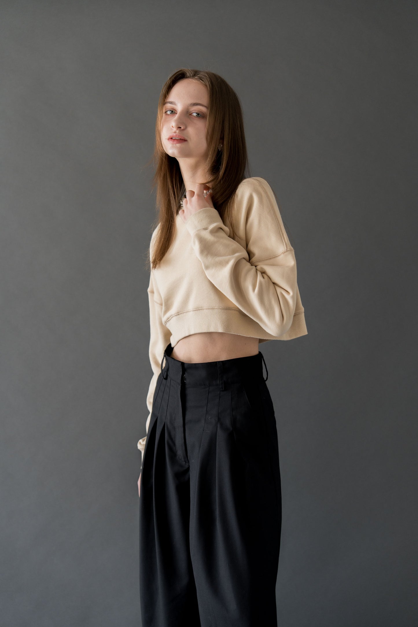 bijou neck cropped sweat
