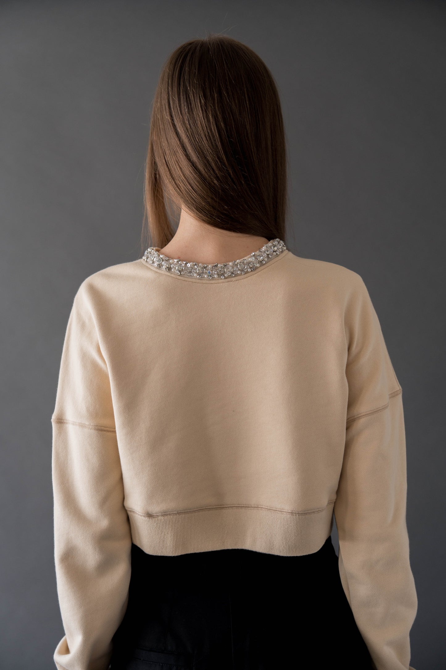 bijou neck cropped sweat