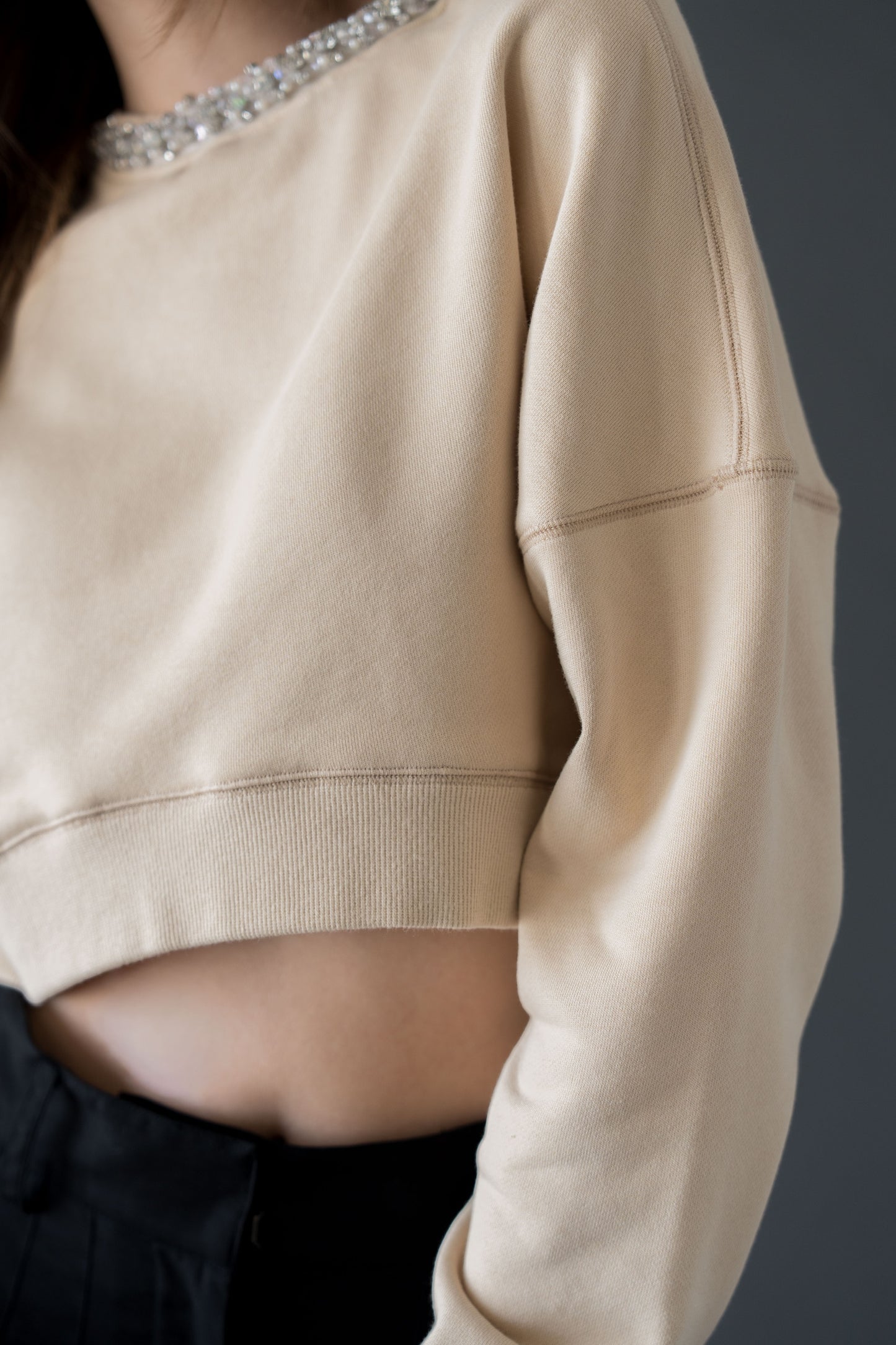bijou neck cropped sweat