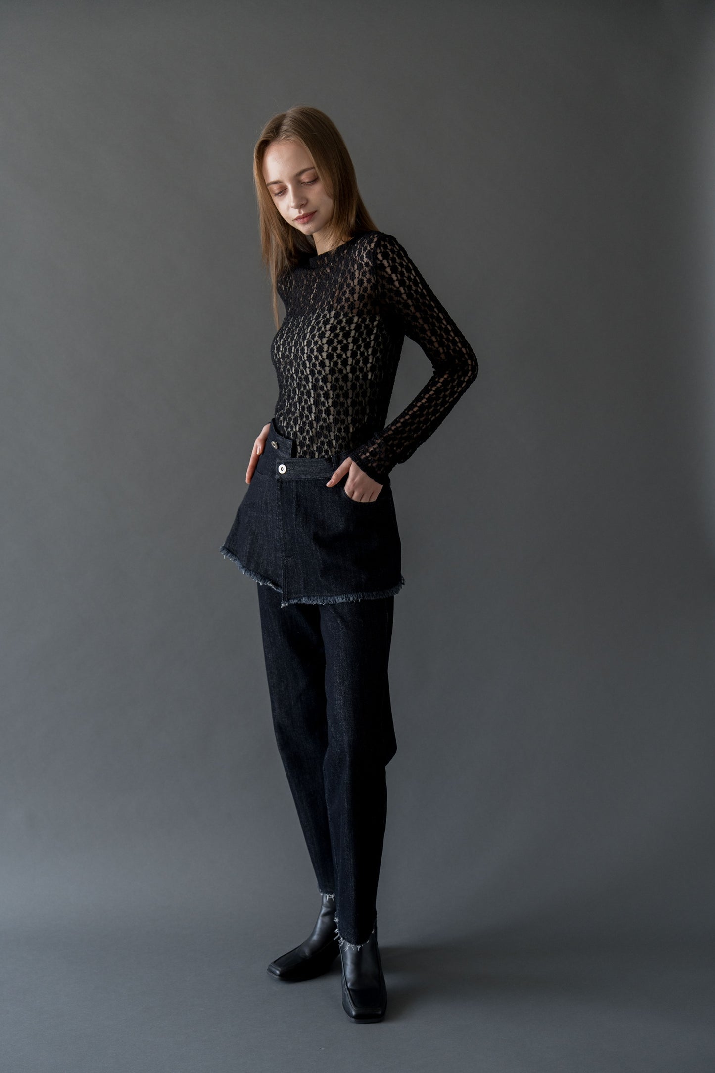 over skirt denim pants