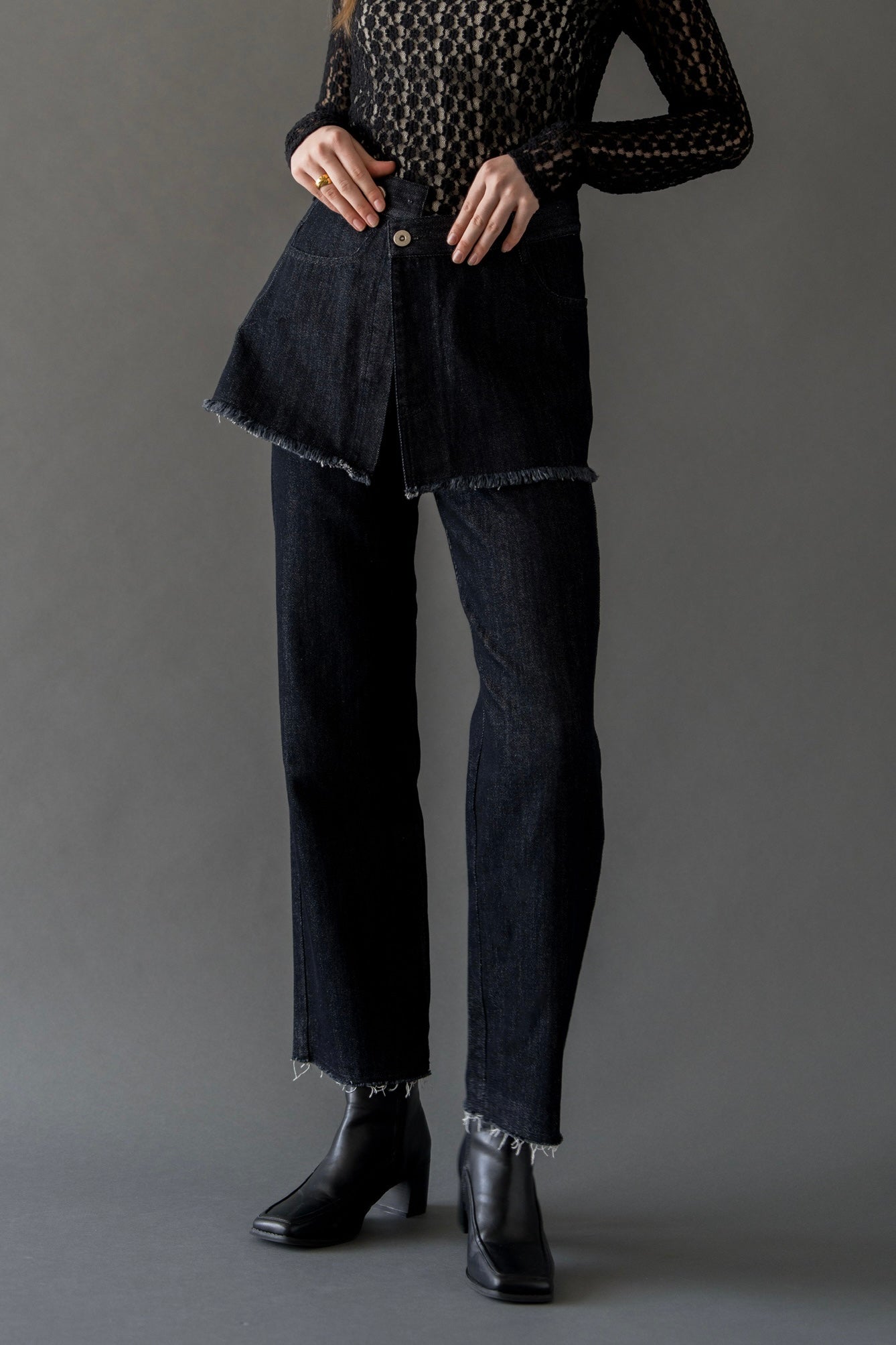 over skirt denim pants