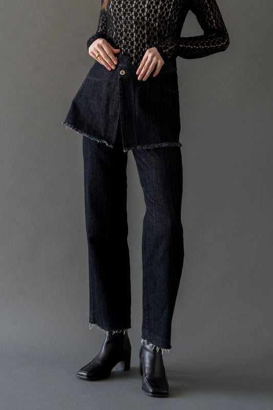 over skirt denim pants