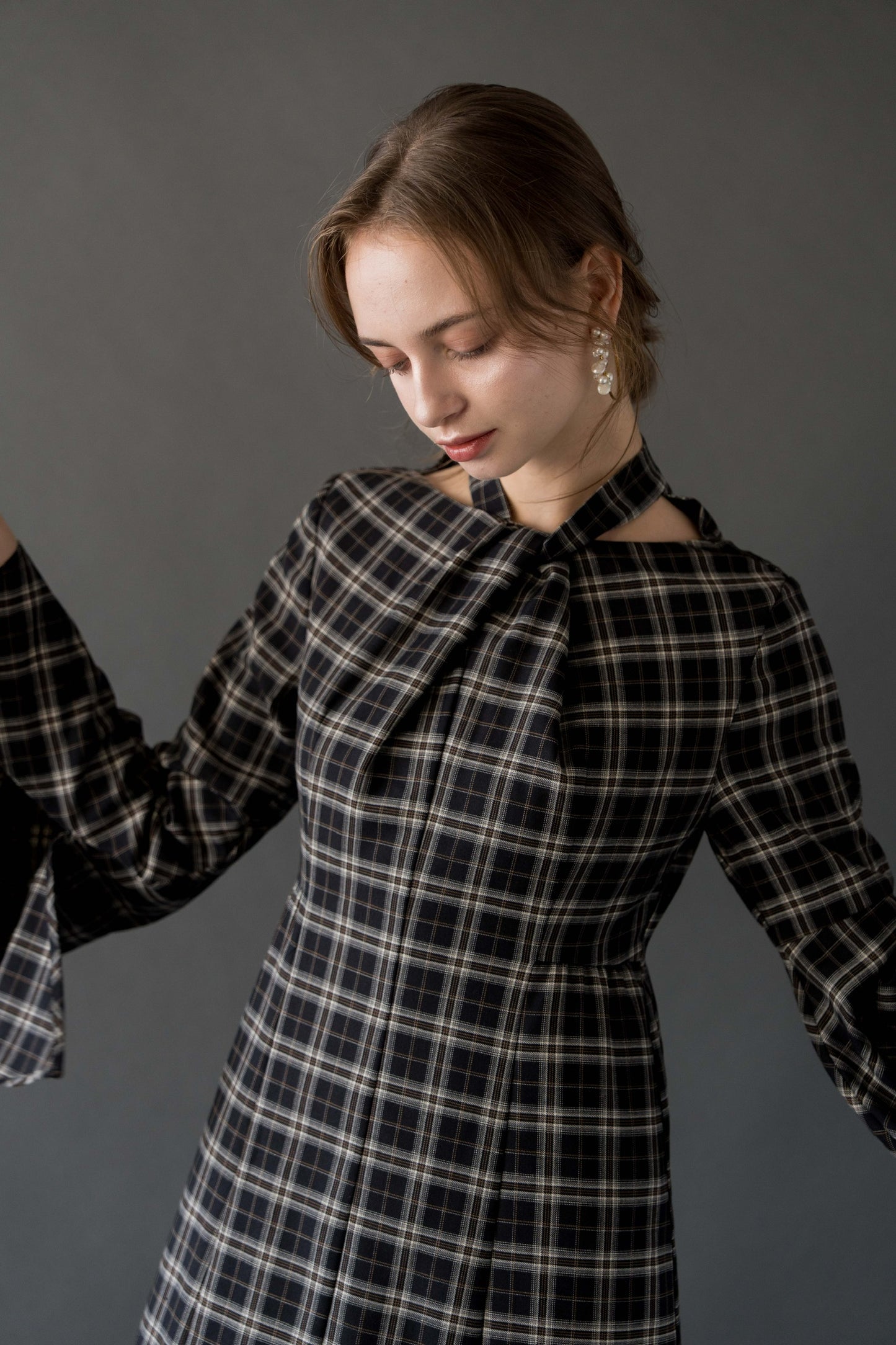 cross tuck check one-piece