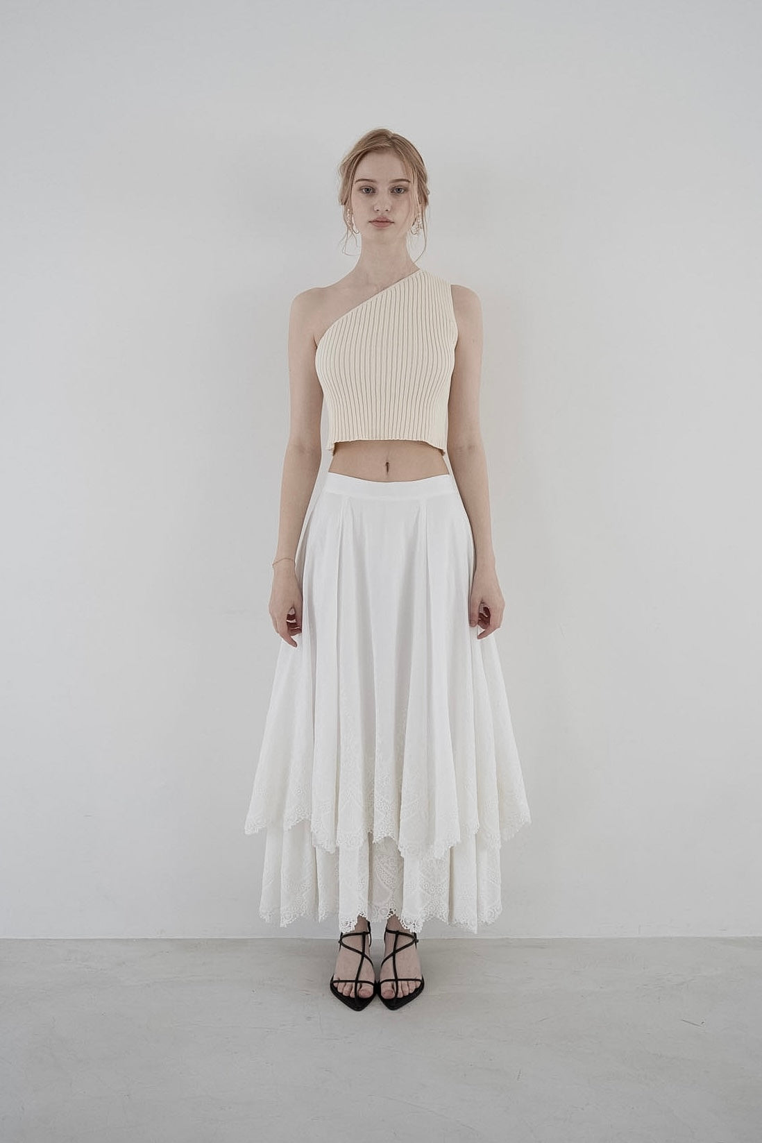 one shoulder rib knit