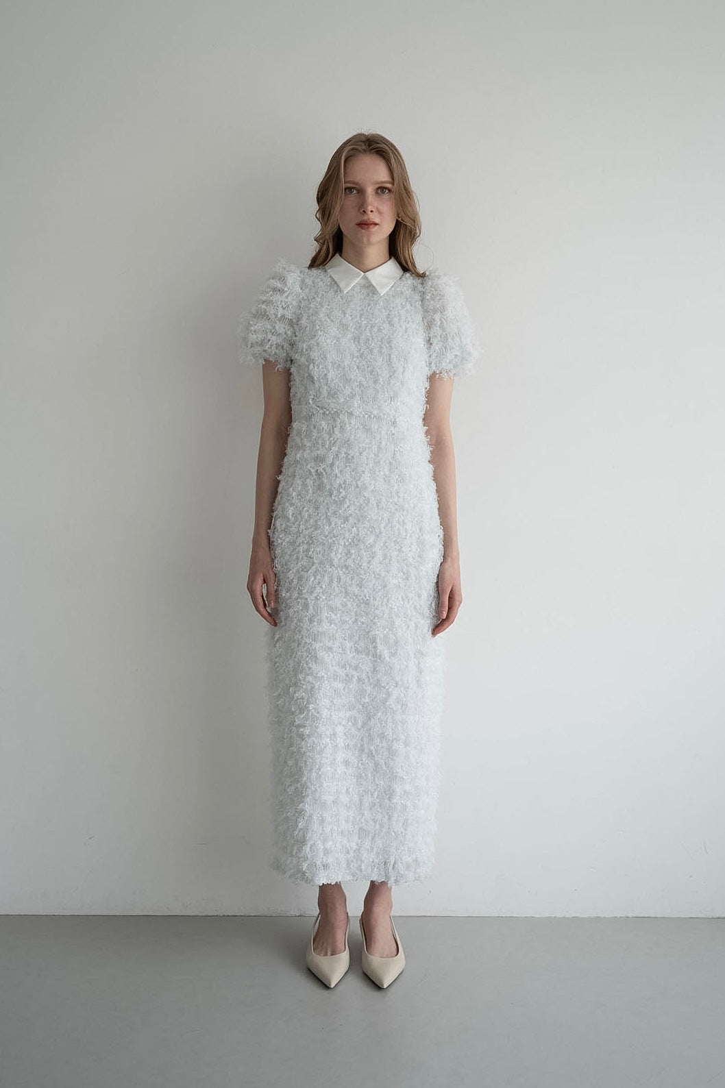 lame fringe puff dress – Acka online store