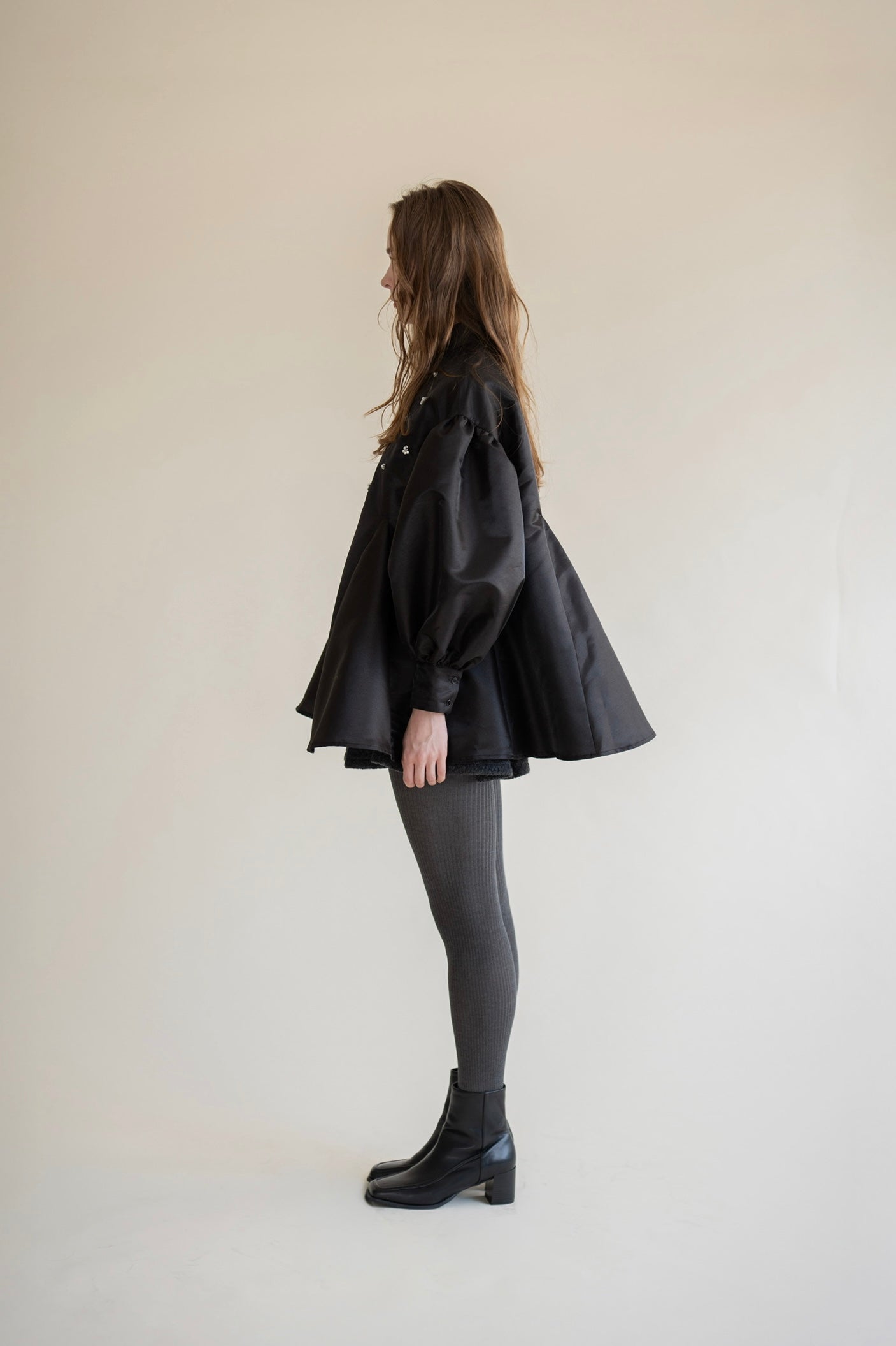 bijou satin puff blouse