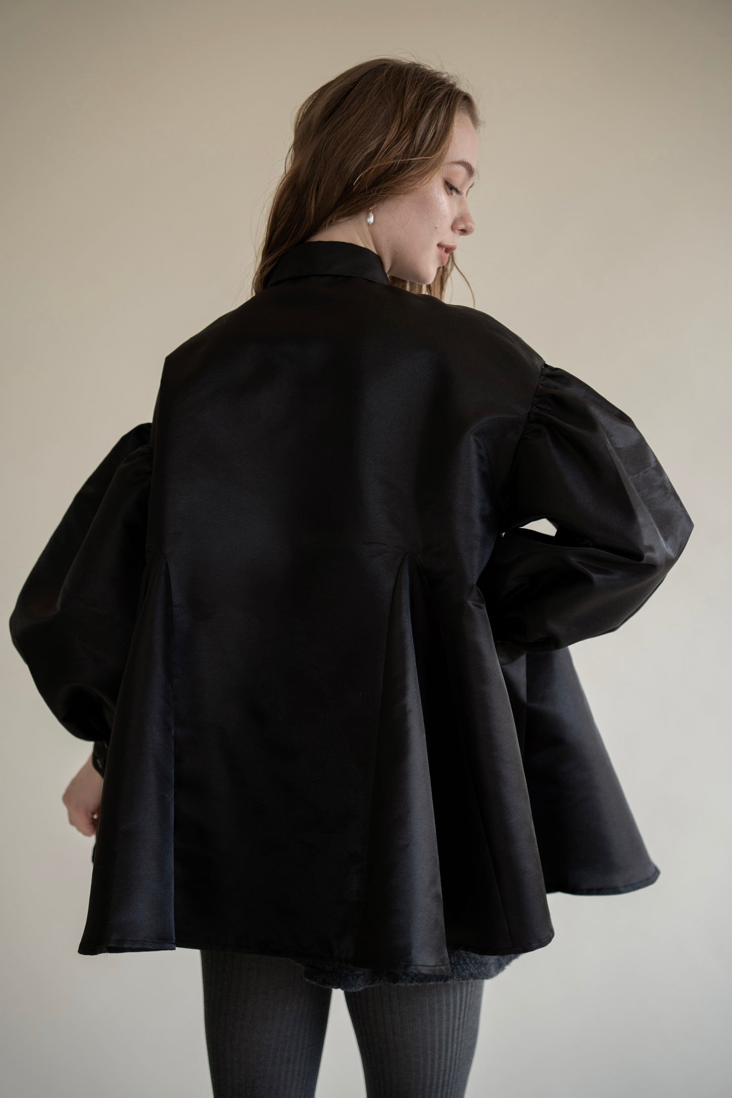 bijou satin puff blouse