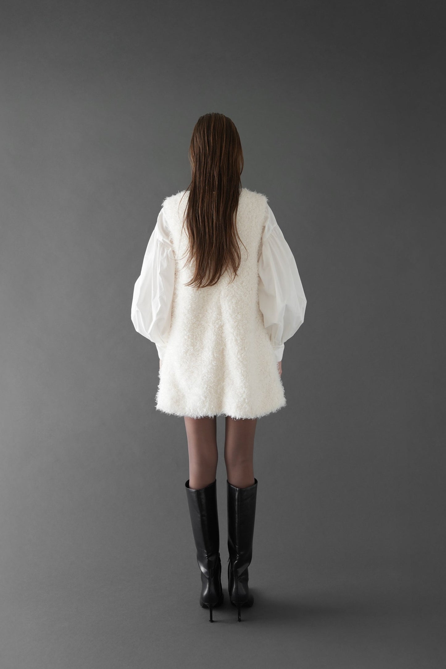 fur vest one-piece