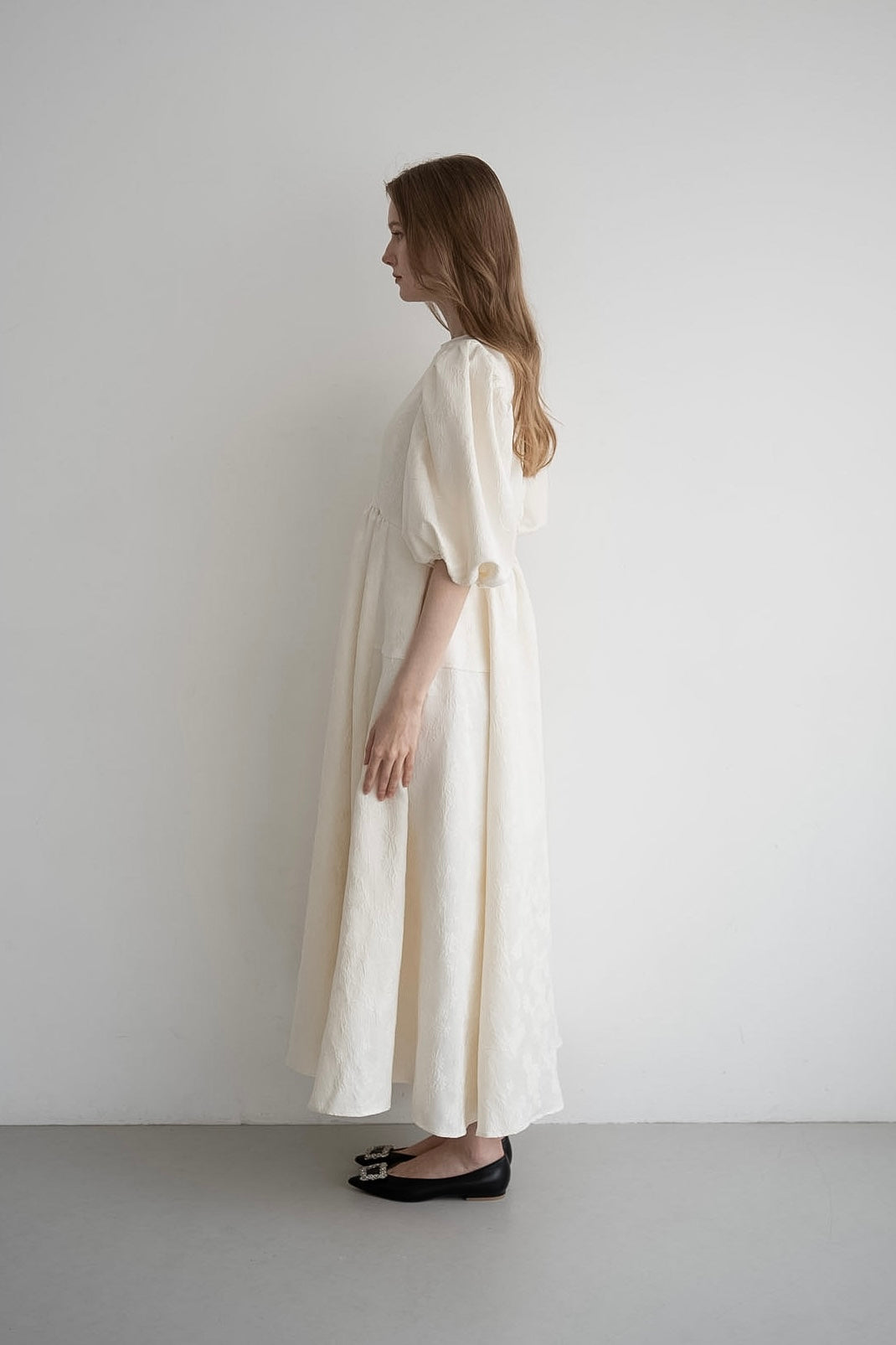 ワンピース Acka. puff sleeve flare one-piece puff sleeve flare one-piece – Acka online store