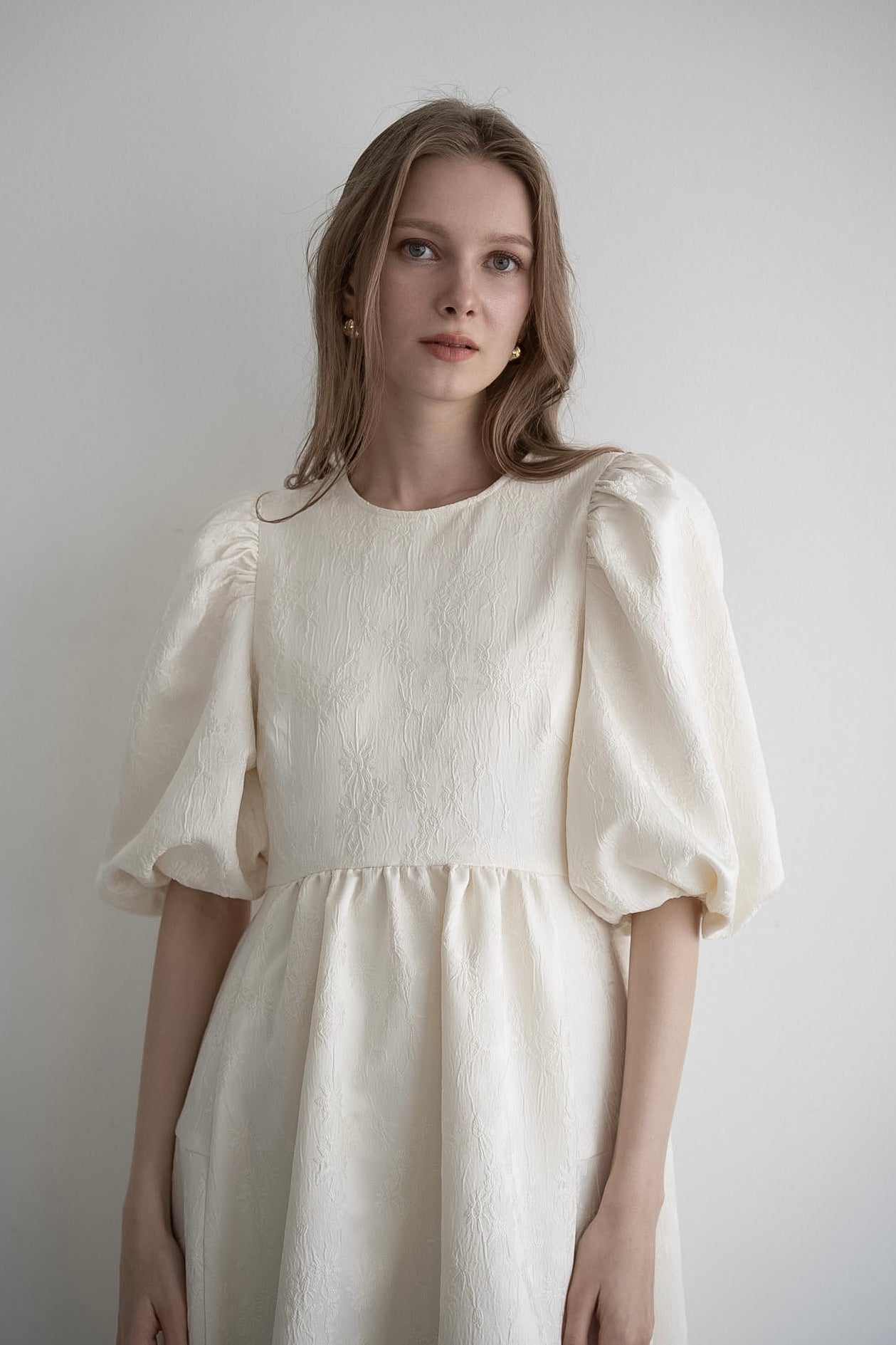 puff sleeve flare one-piece