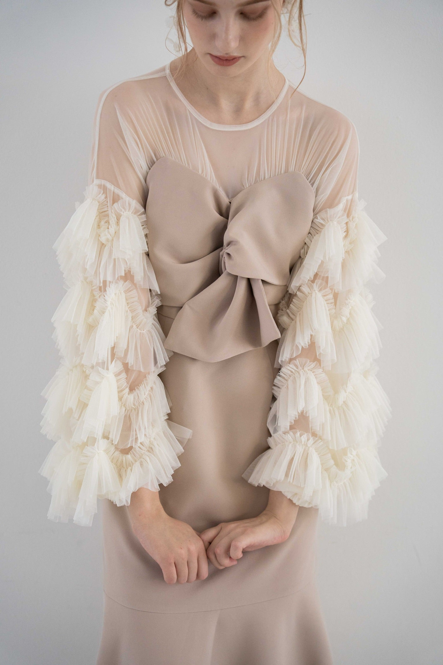 sheer tulle sleeve dress – Acka online store