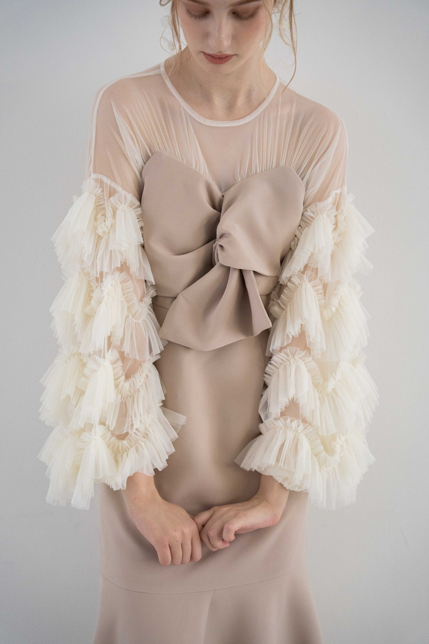 sheer tulle sleeve dress