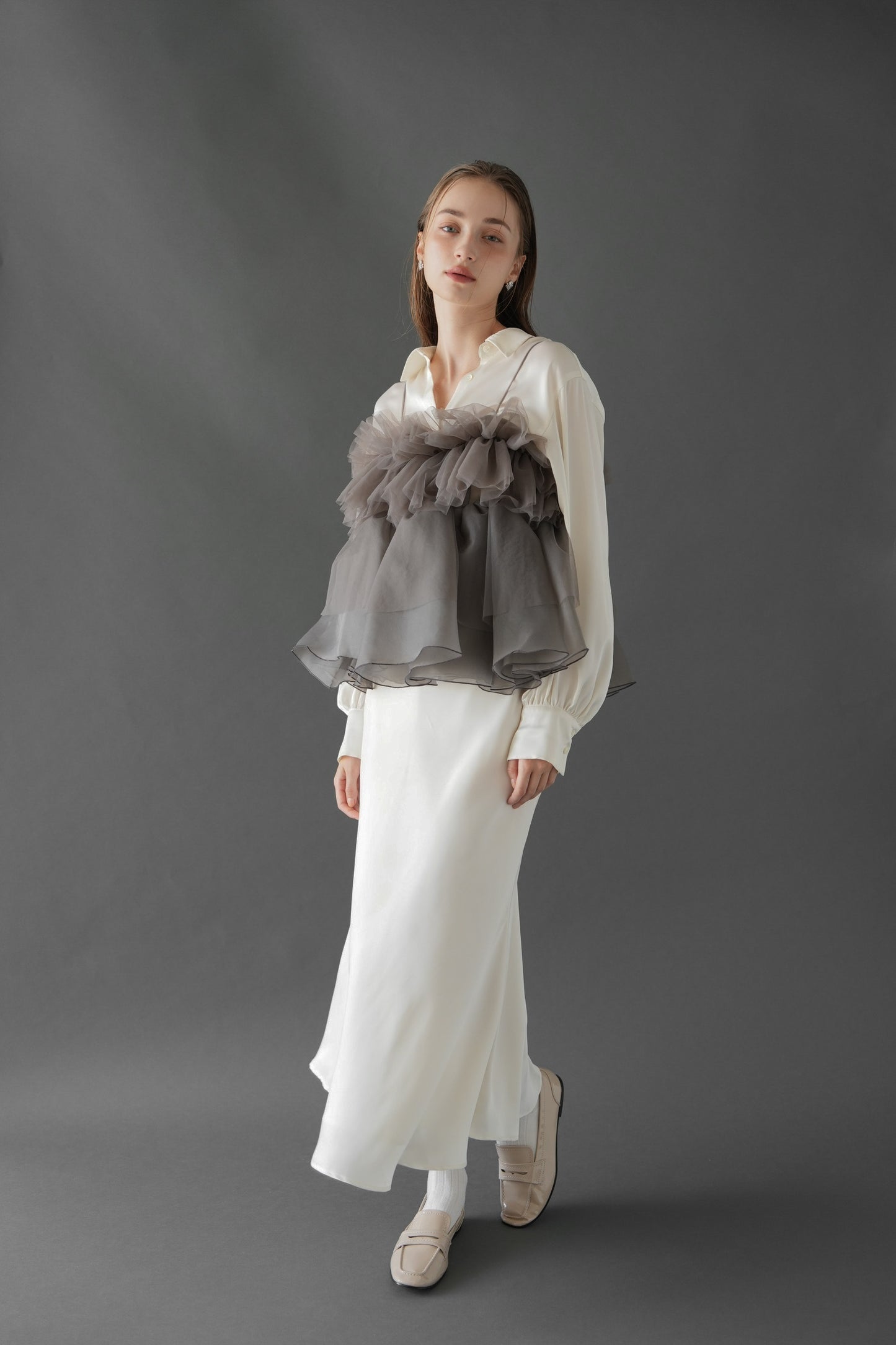 peplum tulle bustier