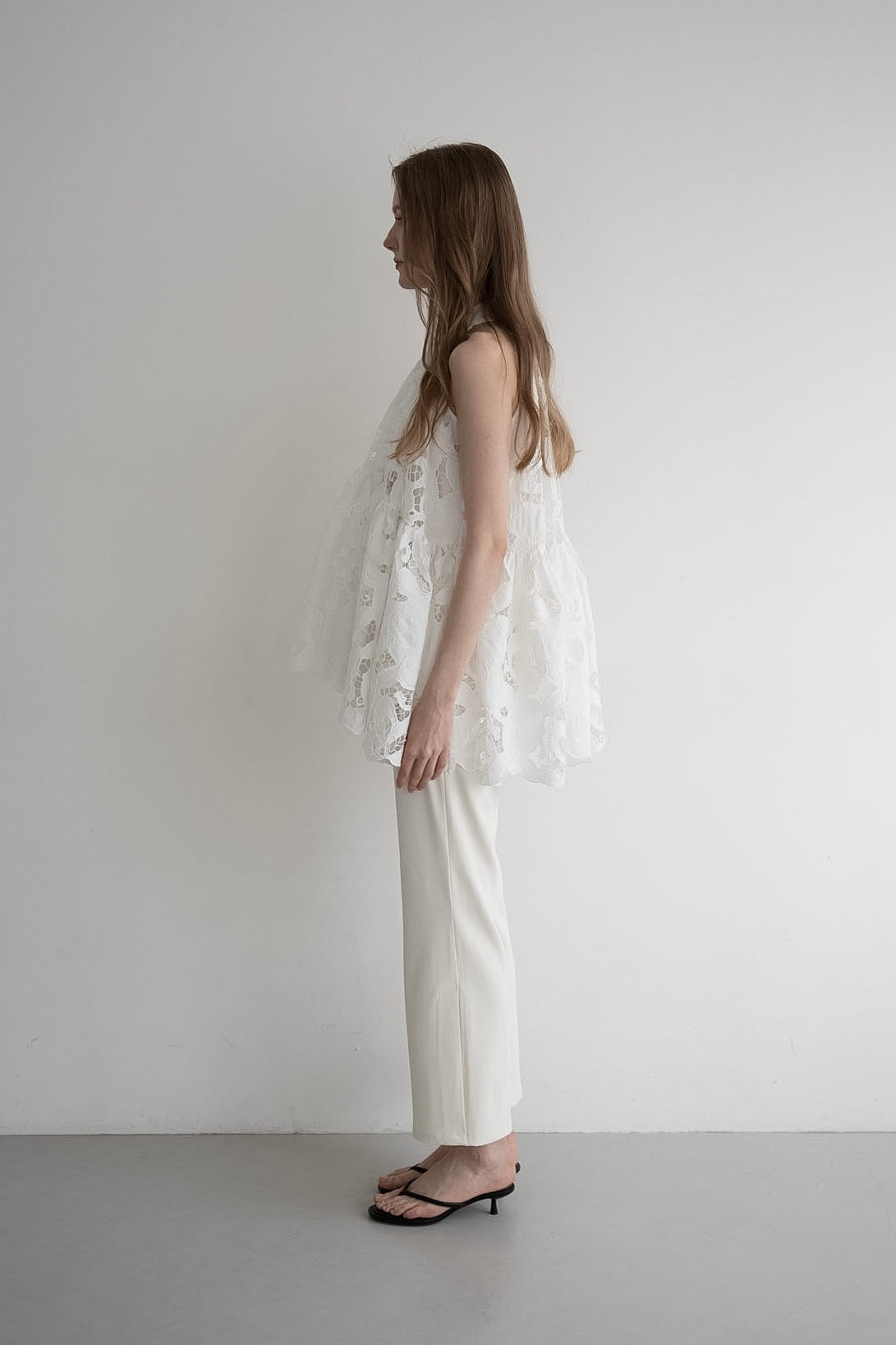 flower lace gather tops