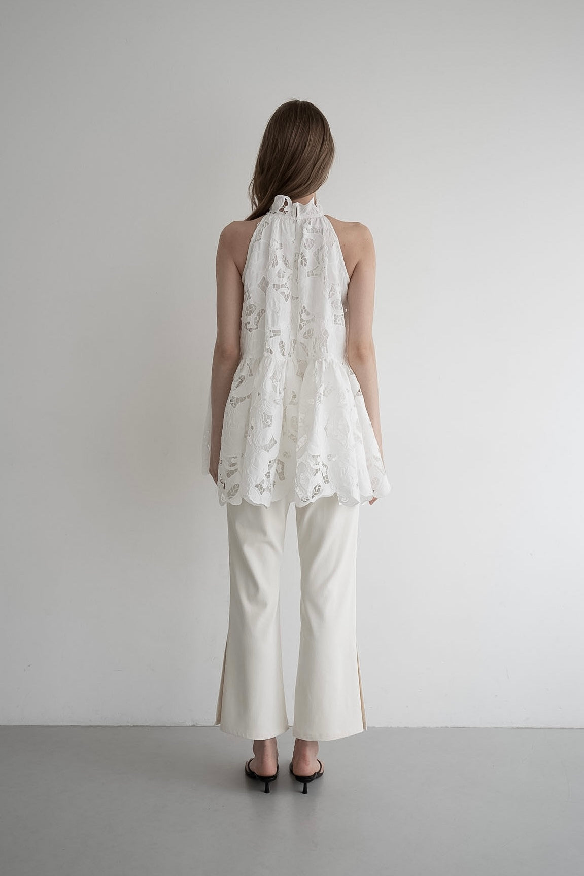 flower lace gather tops