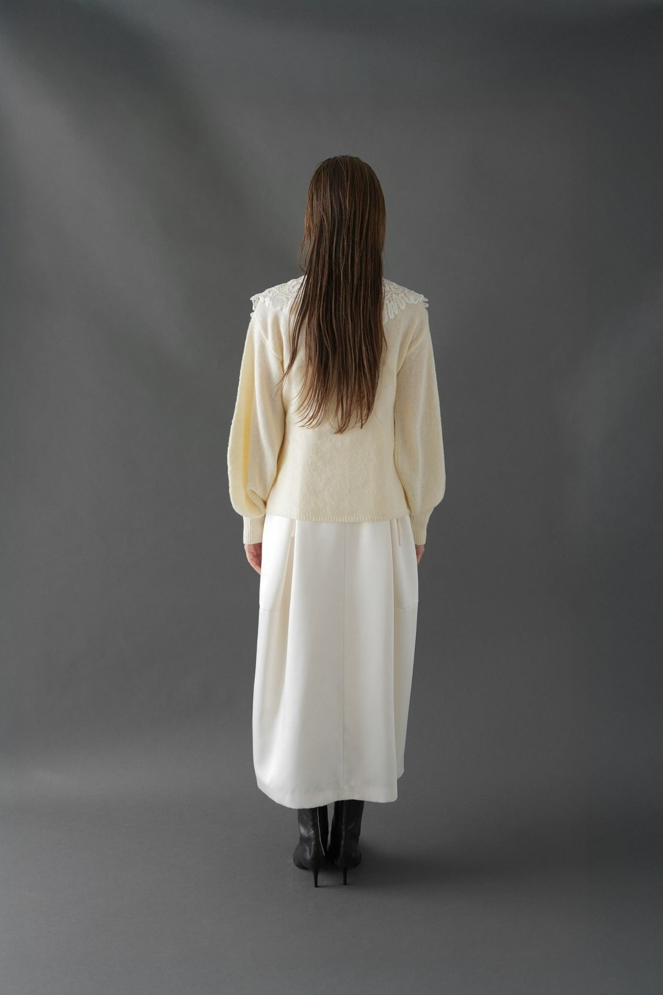 lace collar knit cardigan