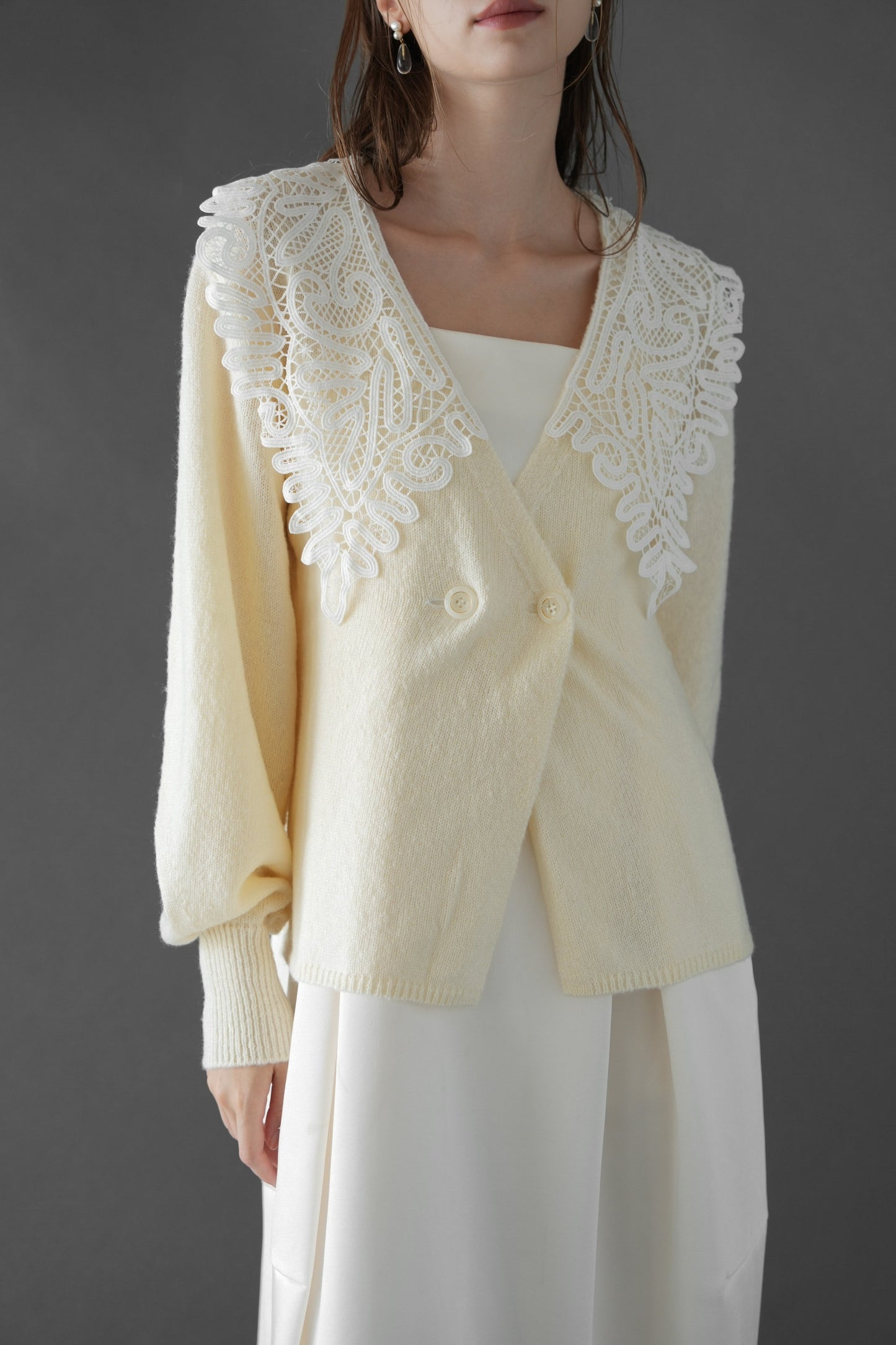 lace collar knit cardigan