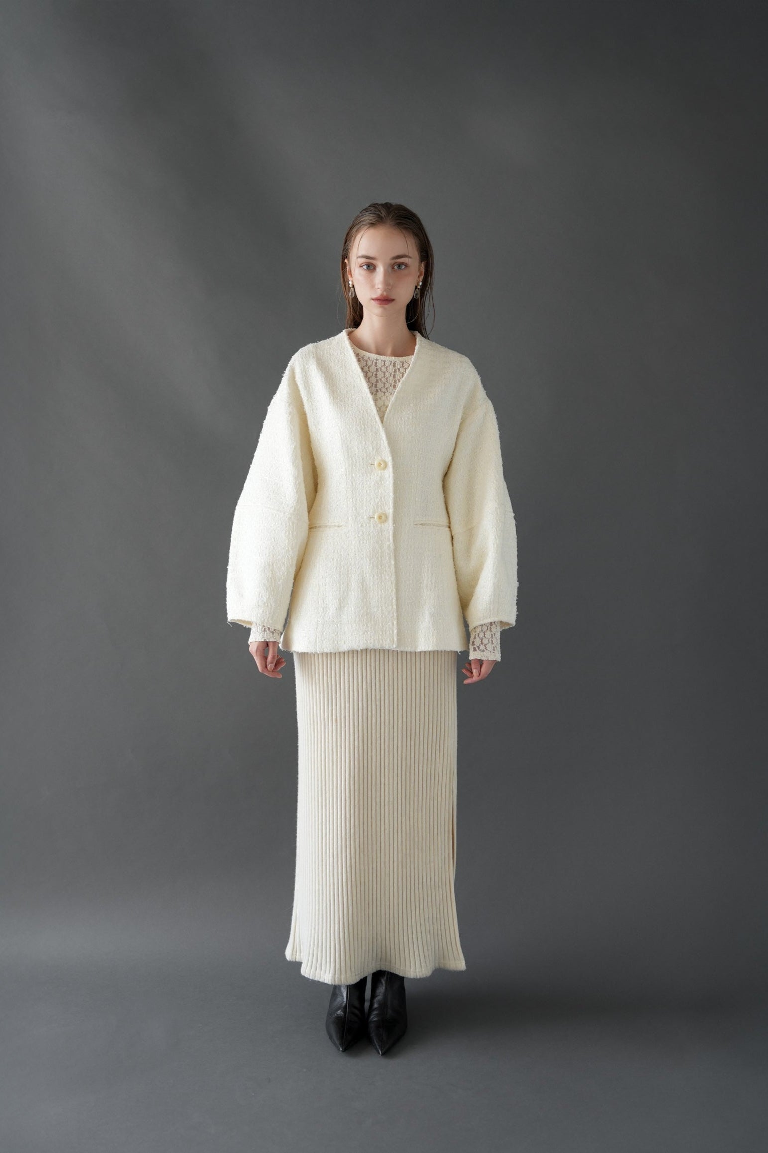 tweed cocoon sleeve jacket – Acka online store