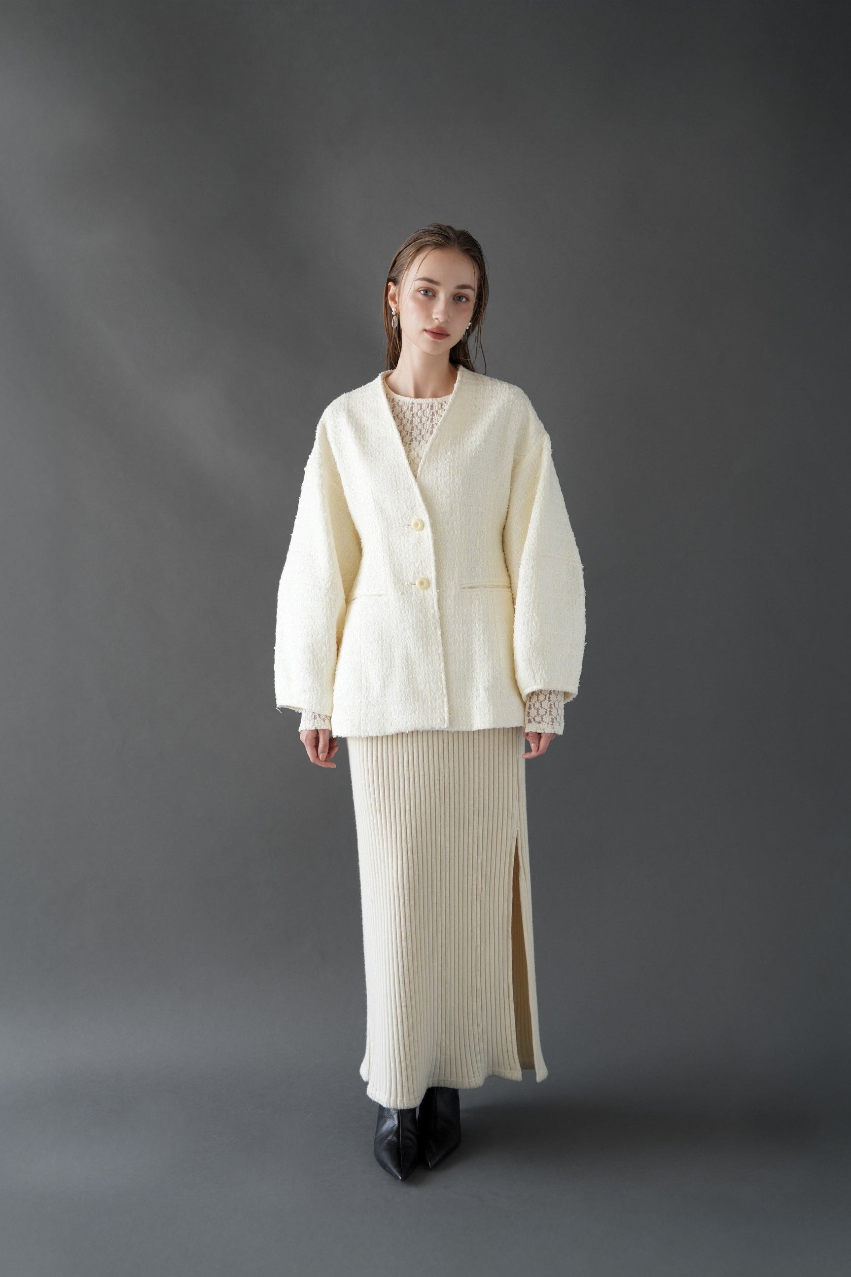 tweed cocoon sleeve jacket – Acka online store