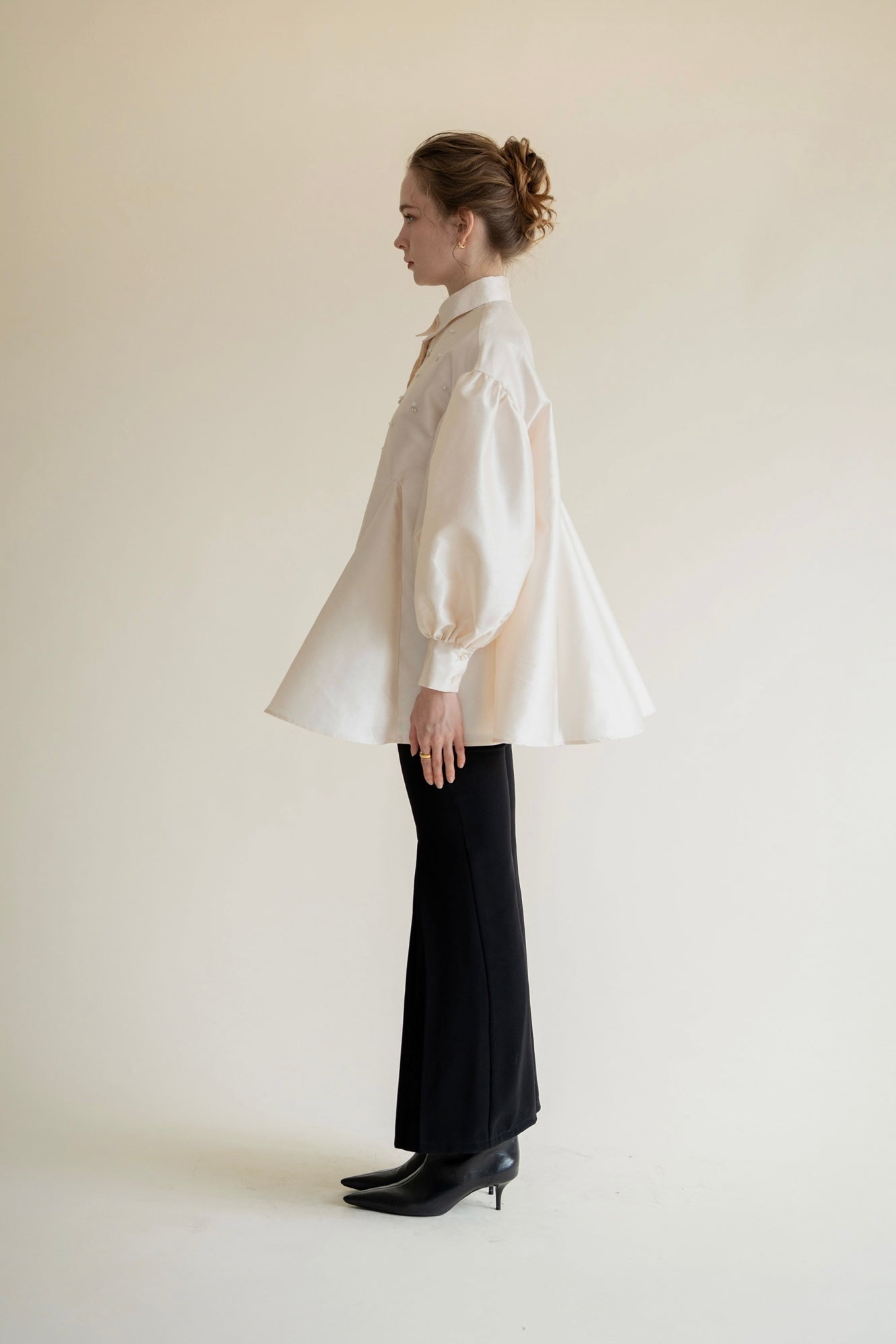 bijou satin puff blouse