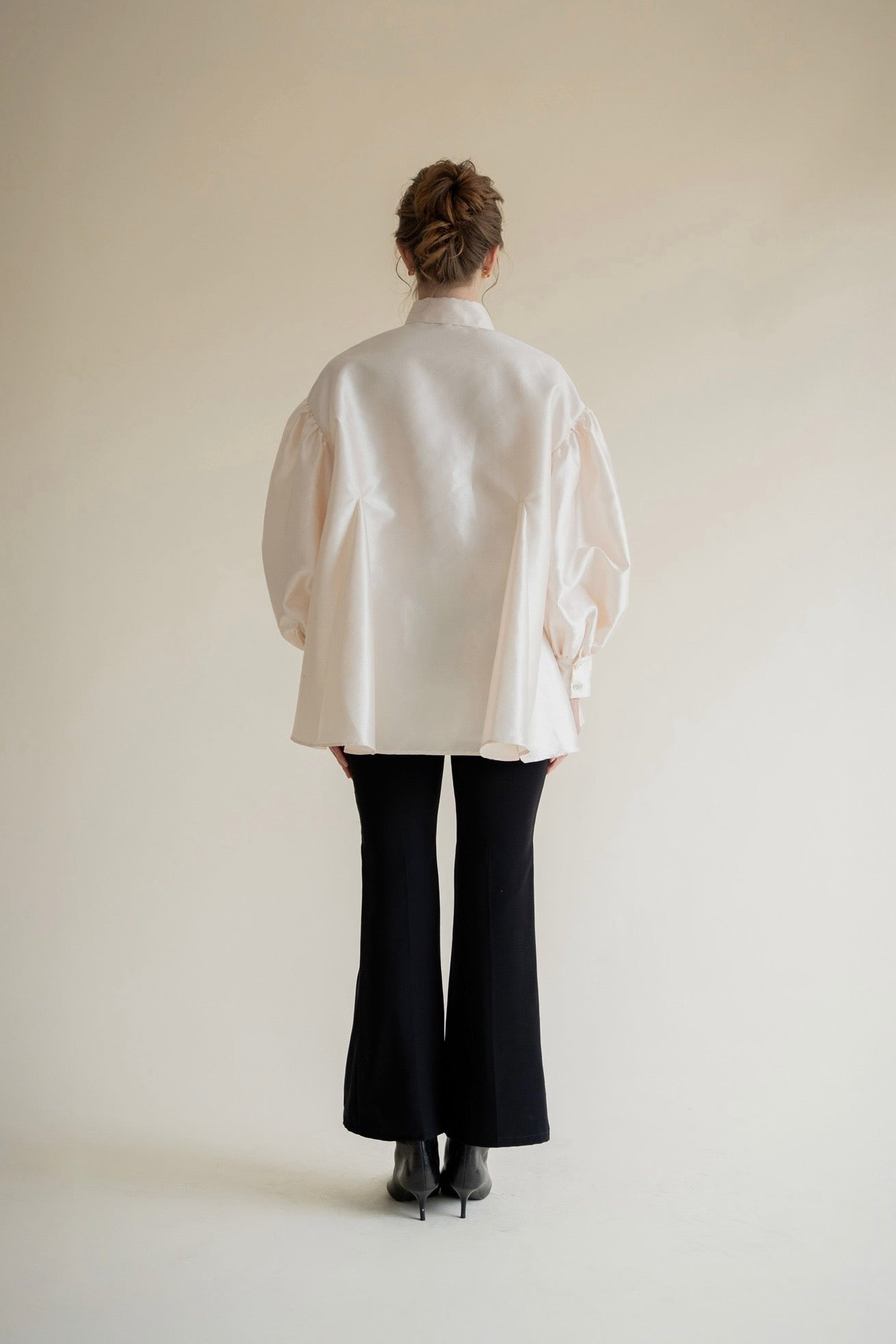 bijou satin puff blouse