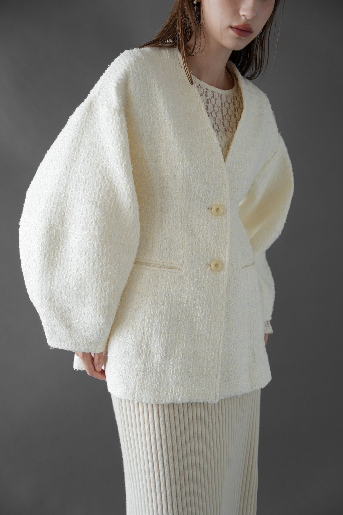 tweed cocoon sleeve jacket