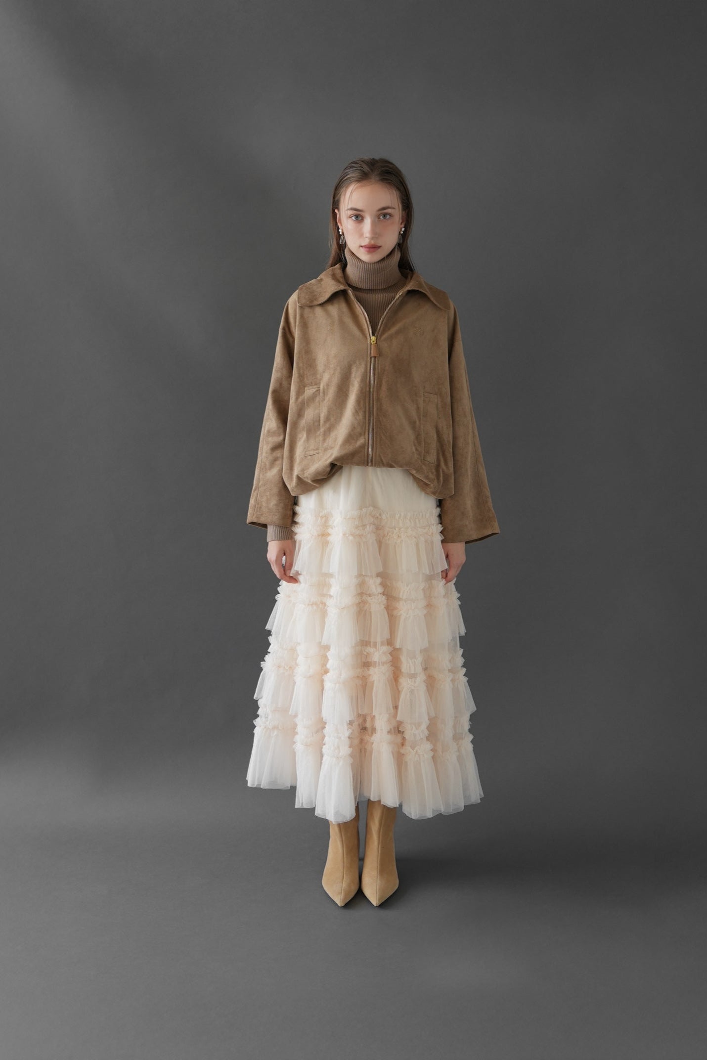 suede like logo blouson