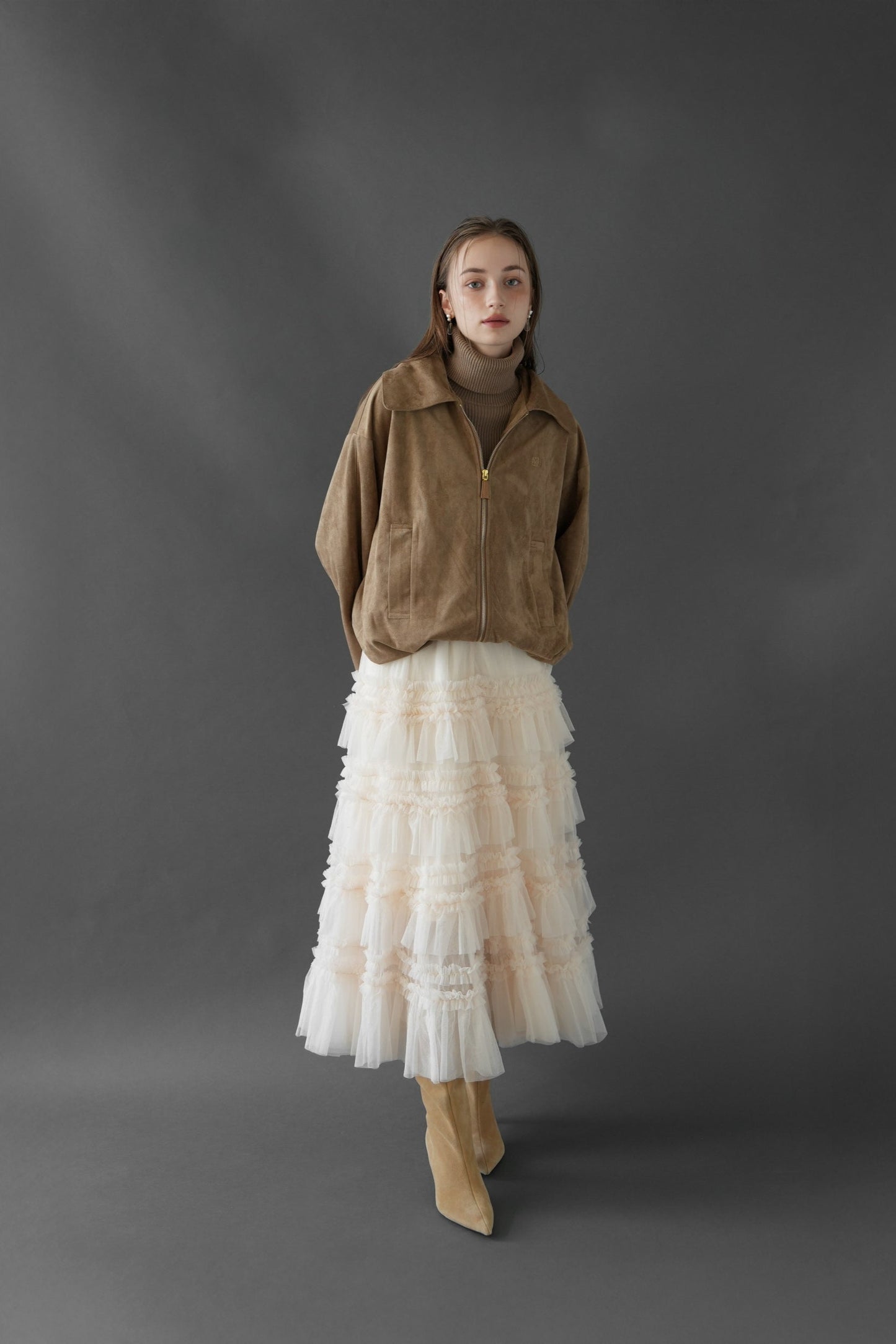 suede like logo blouson